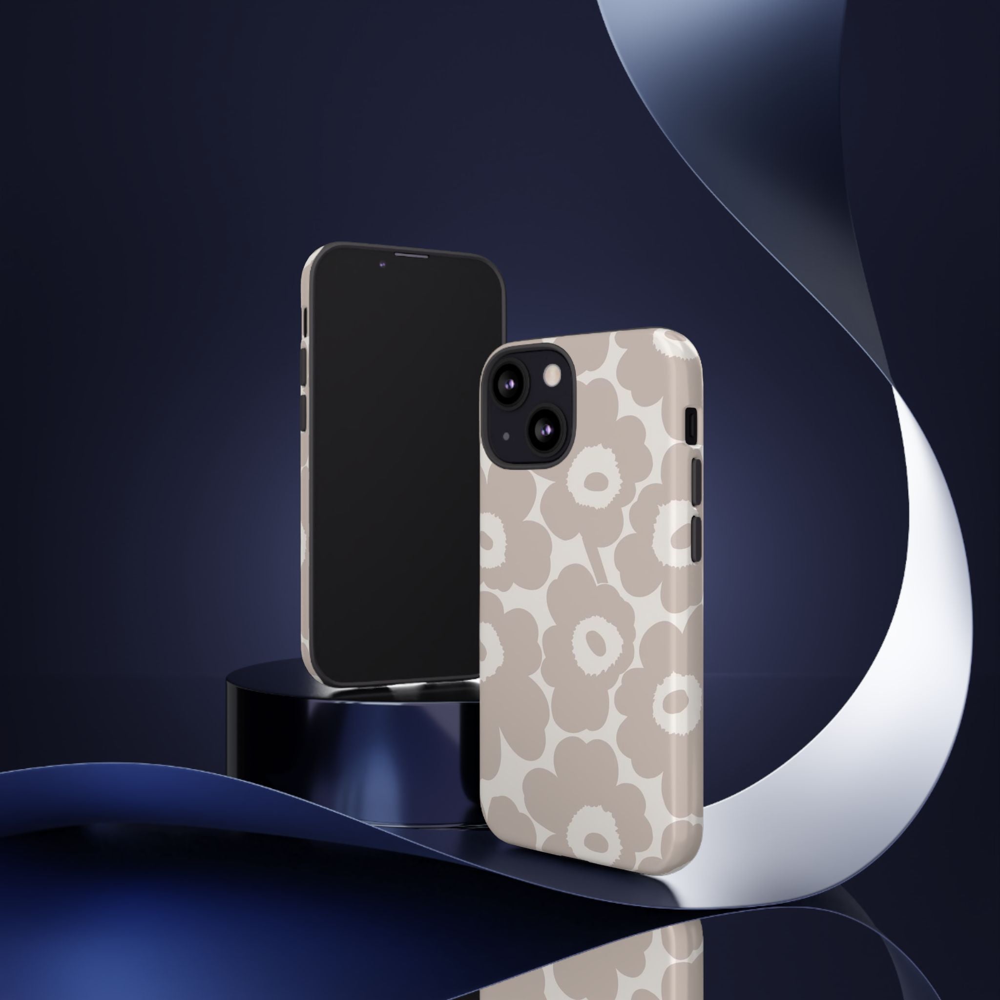 Floral Tough iPhone Case — Neutral Beige Poppy Protective Cover