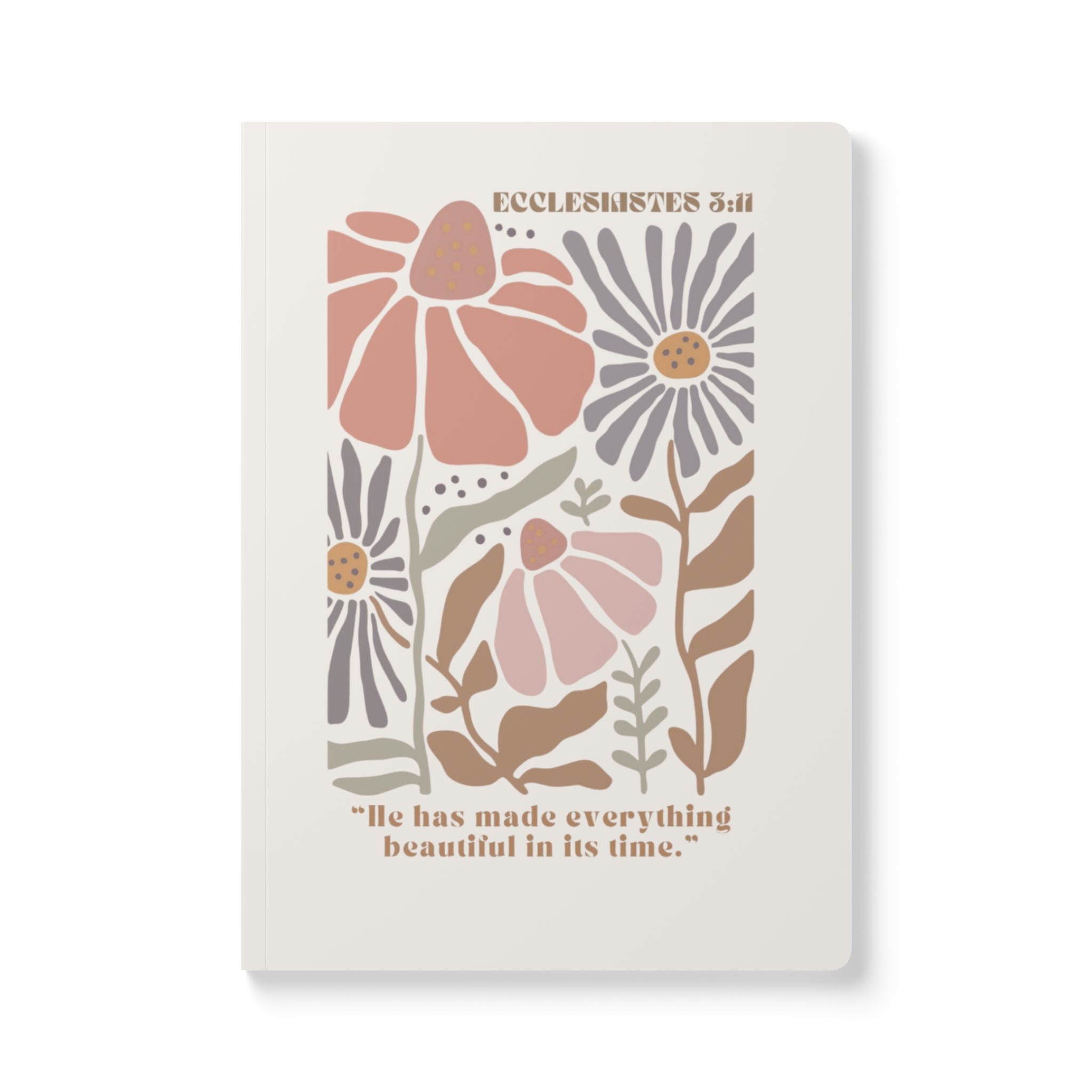 Ecclesiastes Floral Softcover Journal — "He has made everything beautiful in its time"