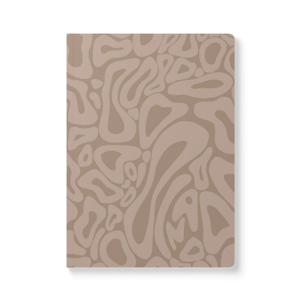 Neutral Abstract Pattern Softcover Journal — Textured Beige Notebook with Inside Prints