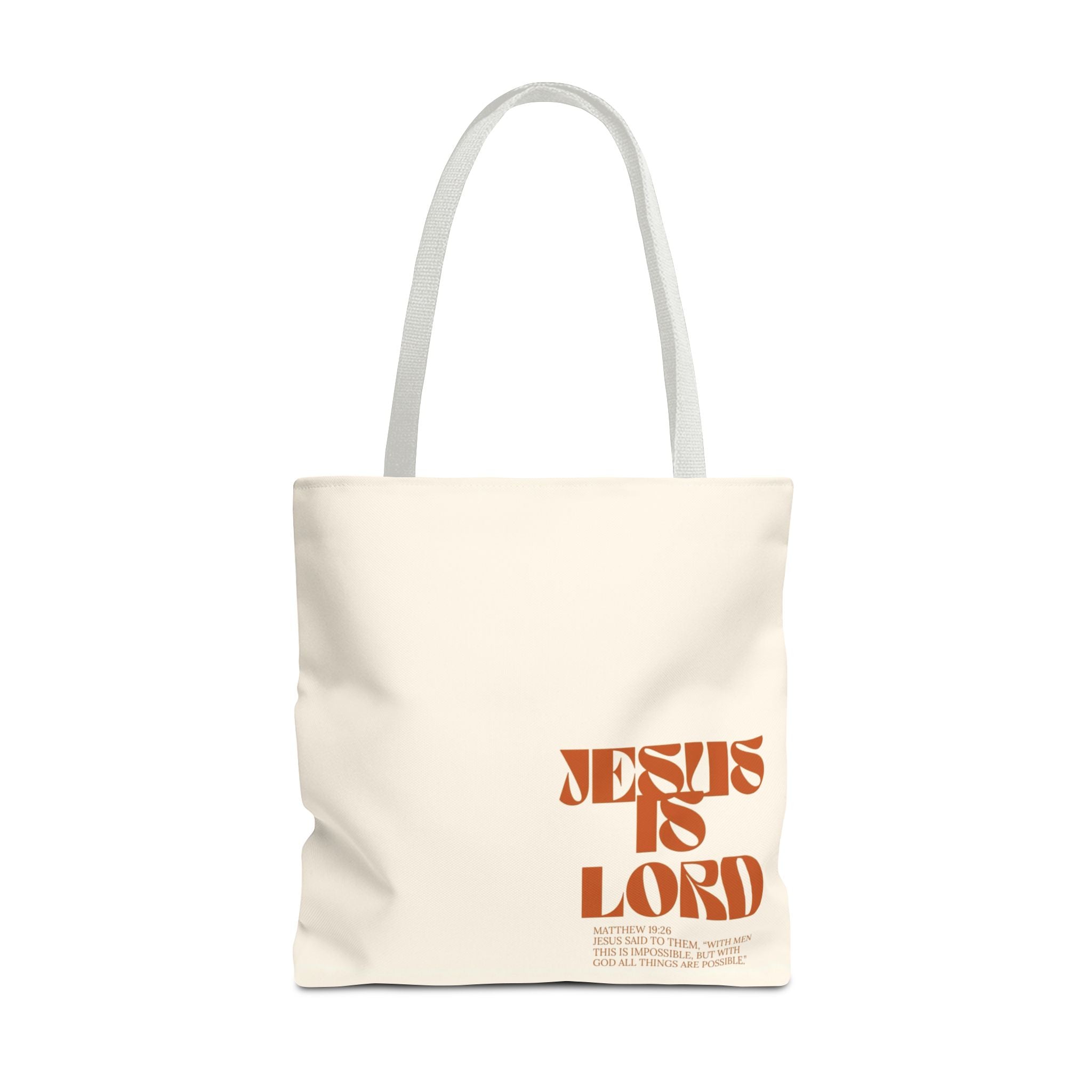 "Jesus Is Lord" Tote Bag — Faith-Based Christian Quote Everyday Tote