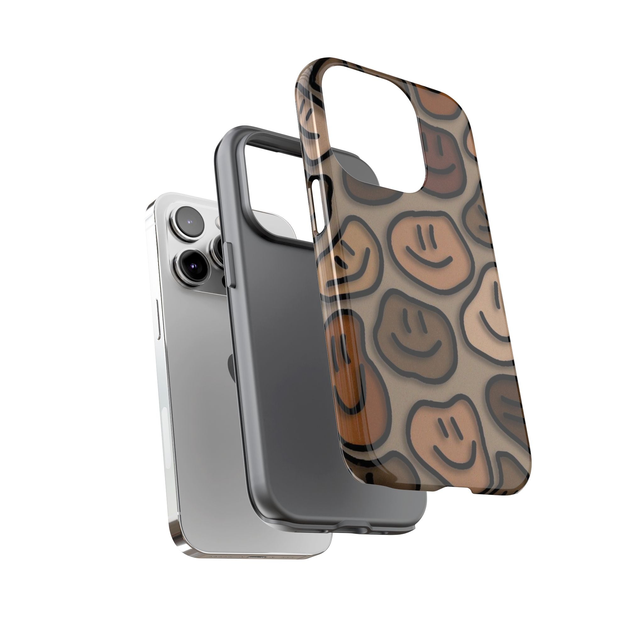 Smiley Faces iPhone Case — Neutral Brown Diverse Smiles Protective Cover
