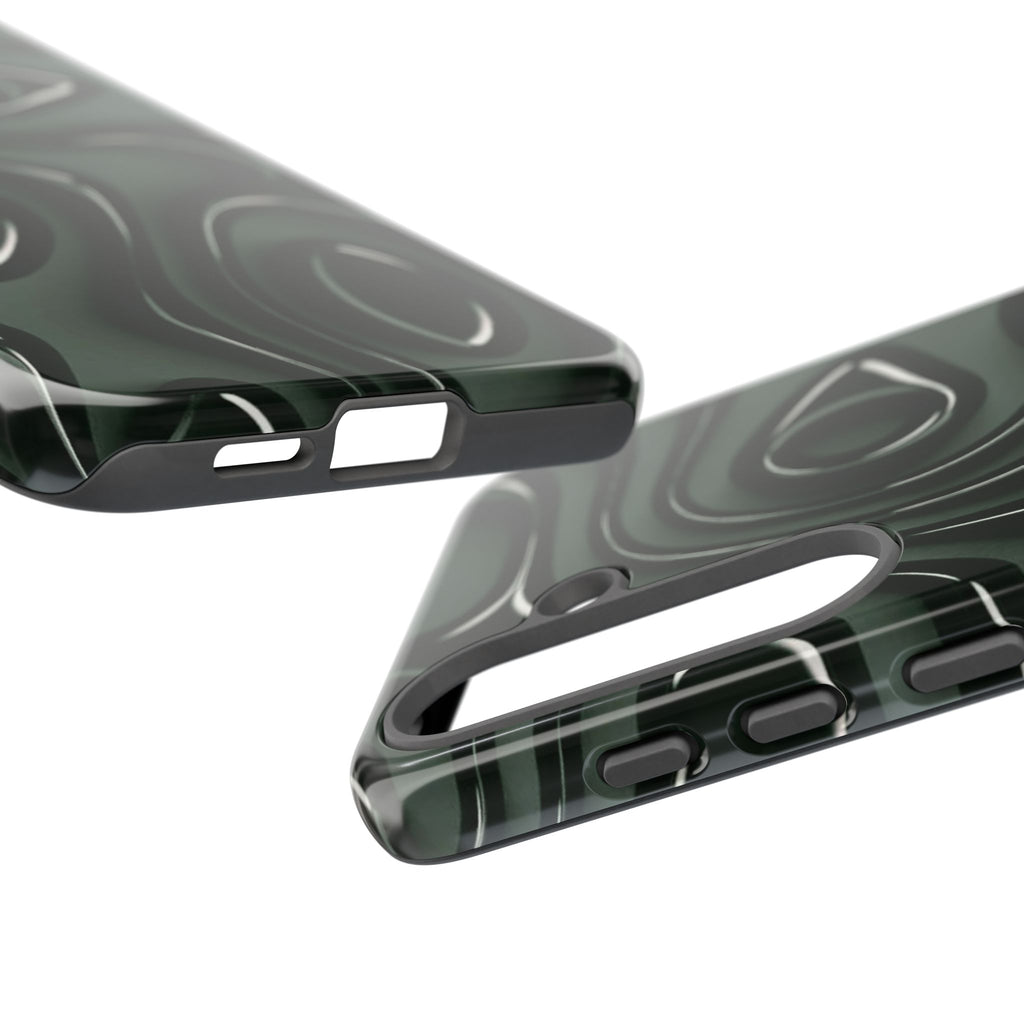 Dark Green Abstract Swirl Tough Phone Case