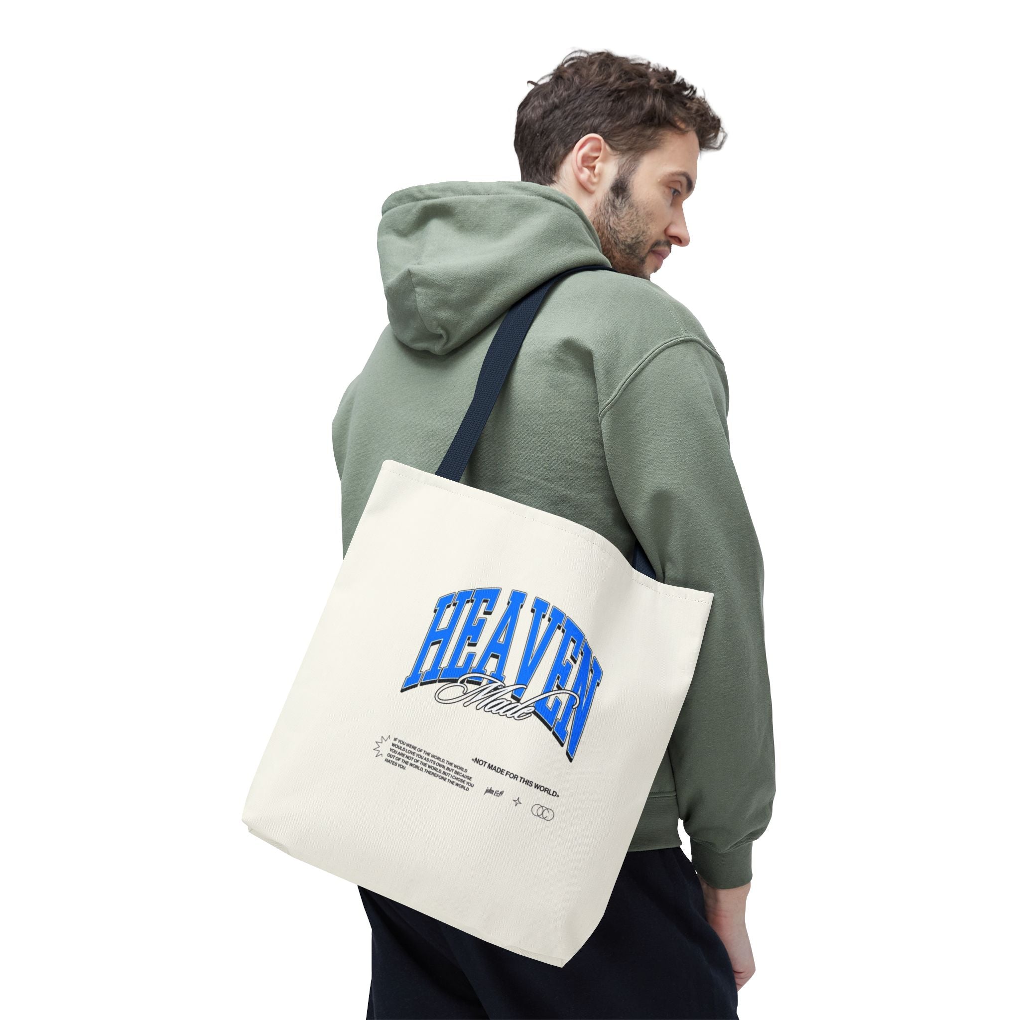 Heaven Music Tote Bag - Retro Blue Graphic All-Over Print