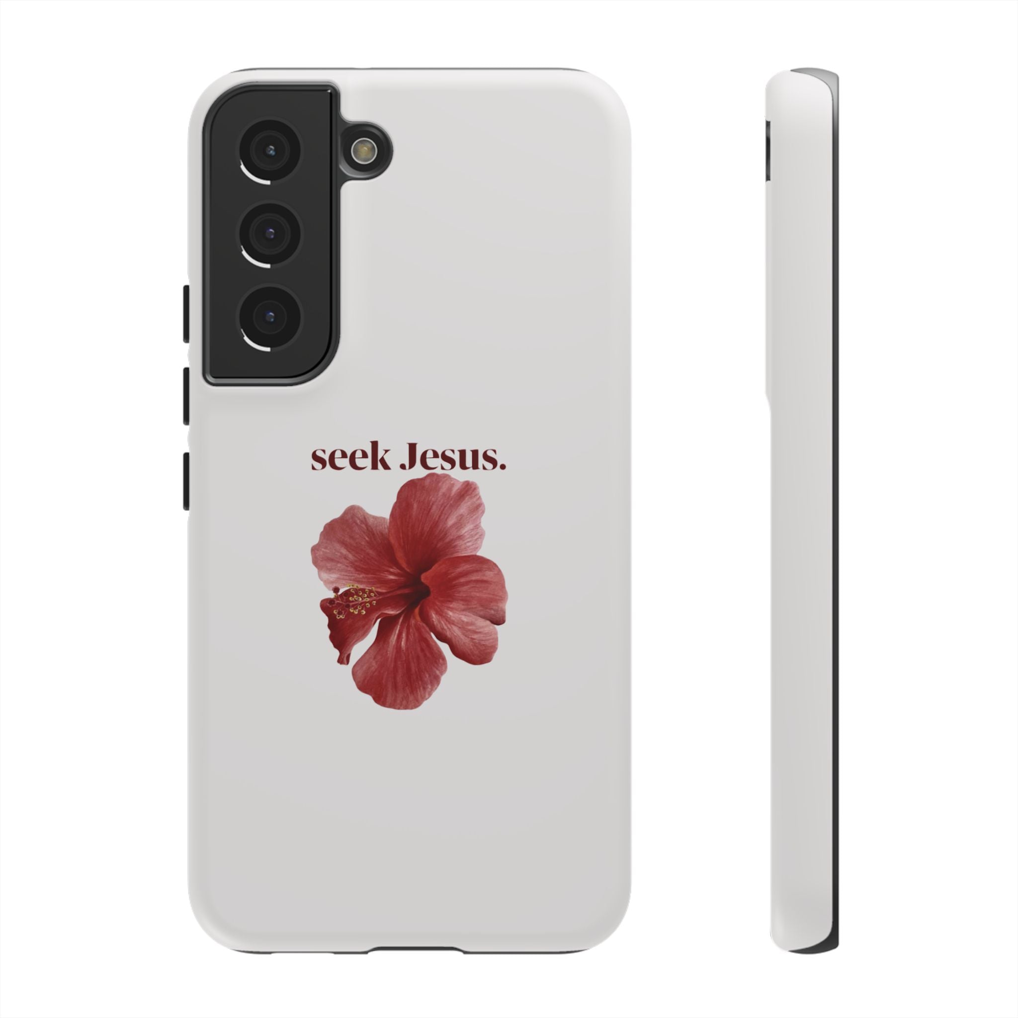 "seek Jesus." Floral Tough Protective Case