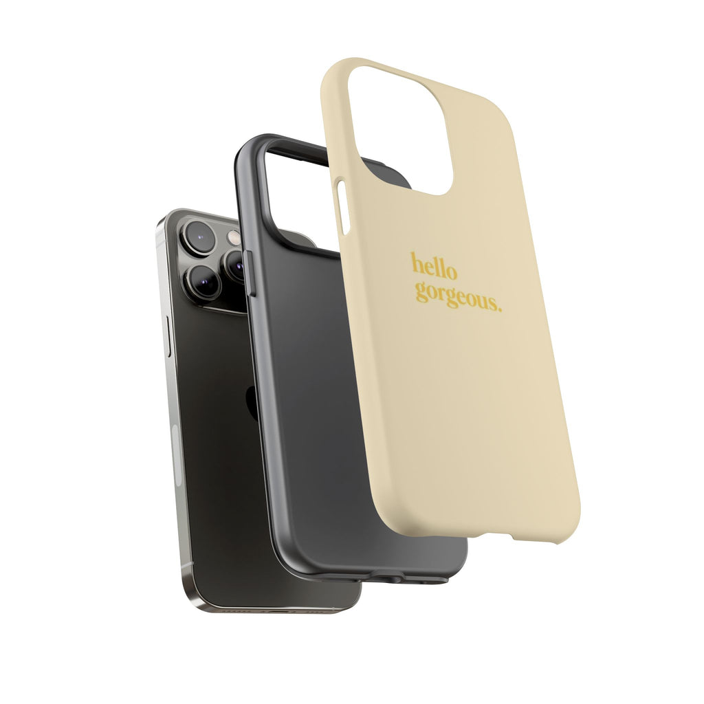Hello Gorgeous iPhone Case — Cream Tough Protective Cover