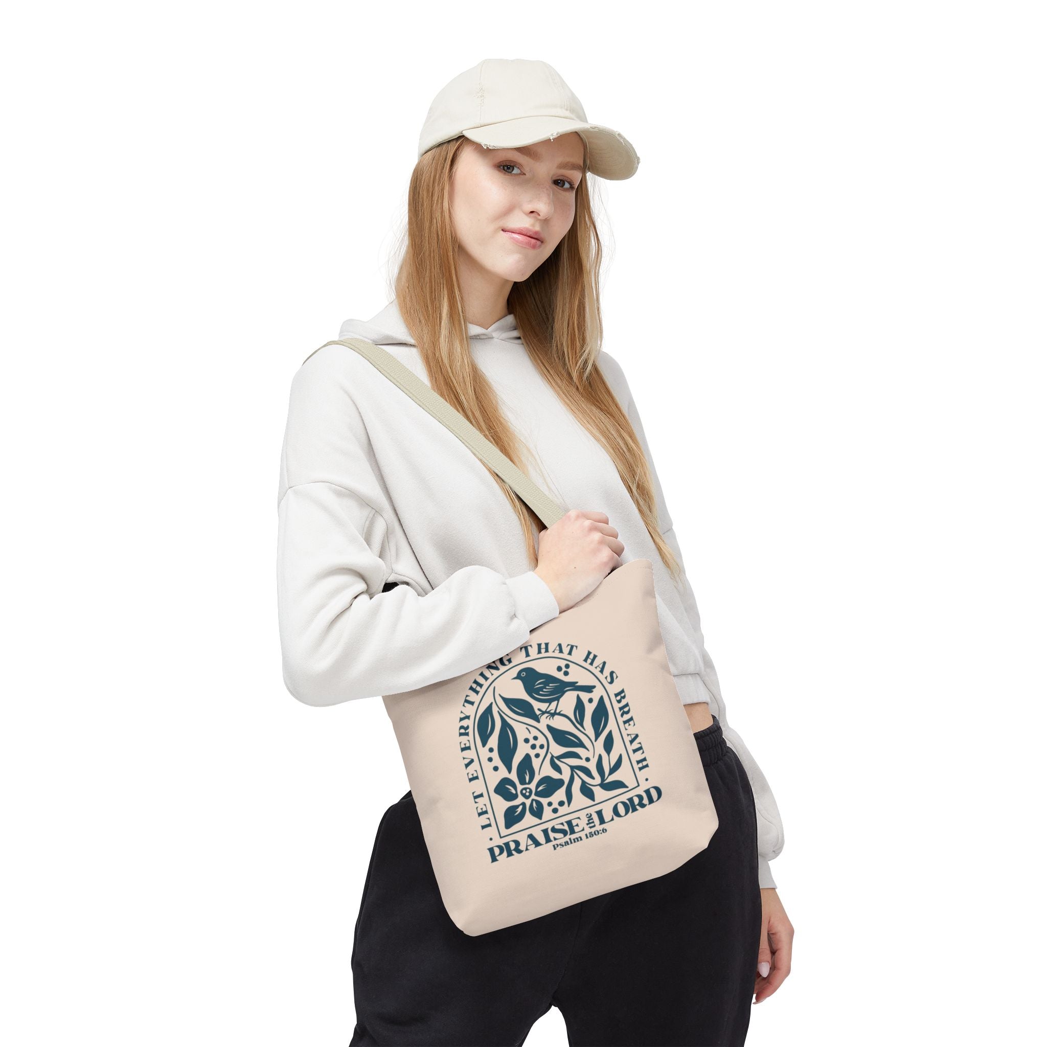 "Praise the Lord" Floral Psalm 150:6 Tote Bag