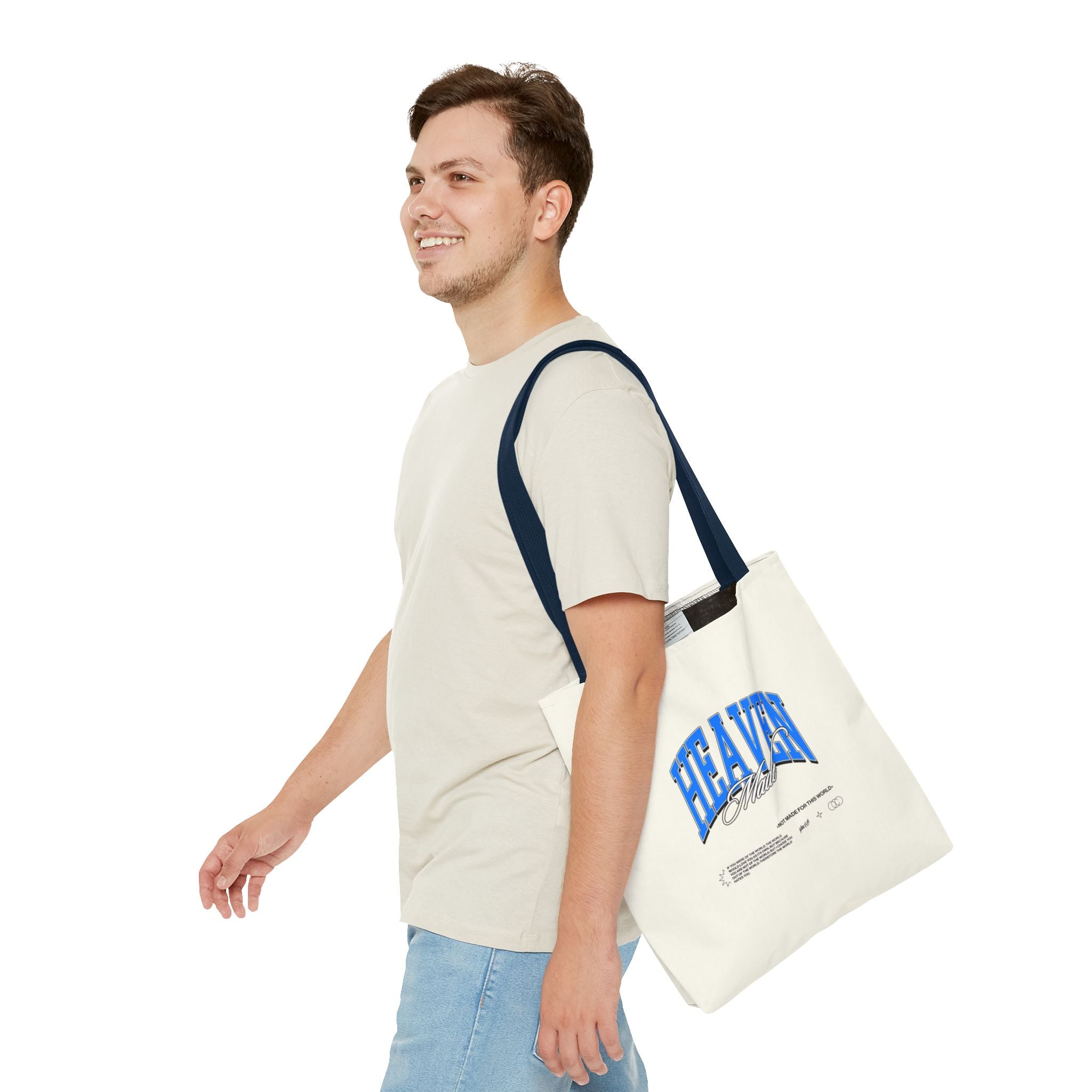 Heaven Music Tote Bag - Retro Blue Graphic All-Over Print