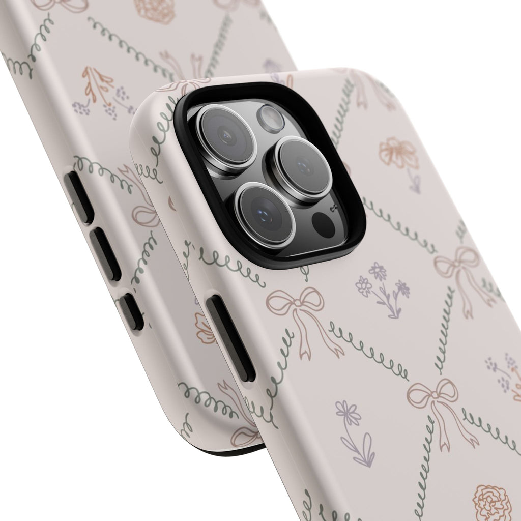 Floral Bow Pattern Tough iPhone Case