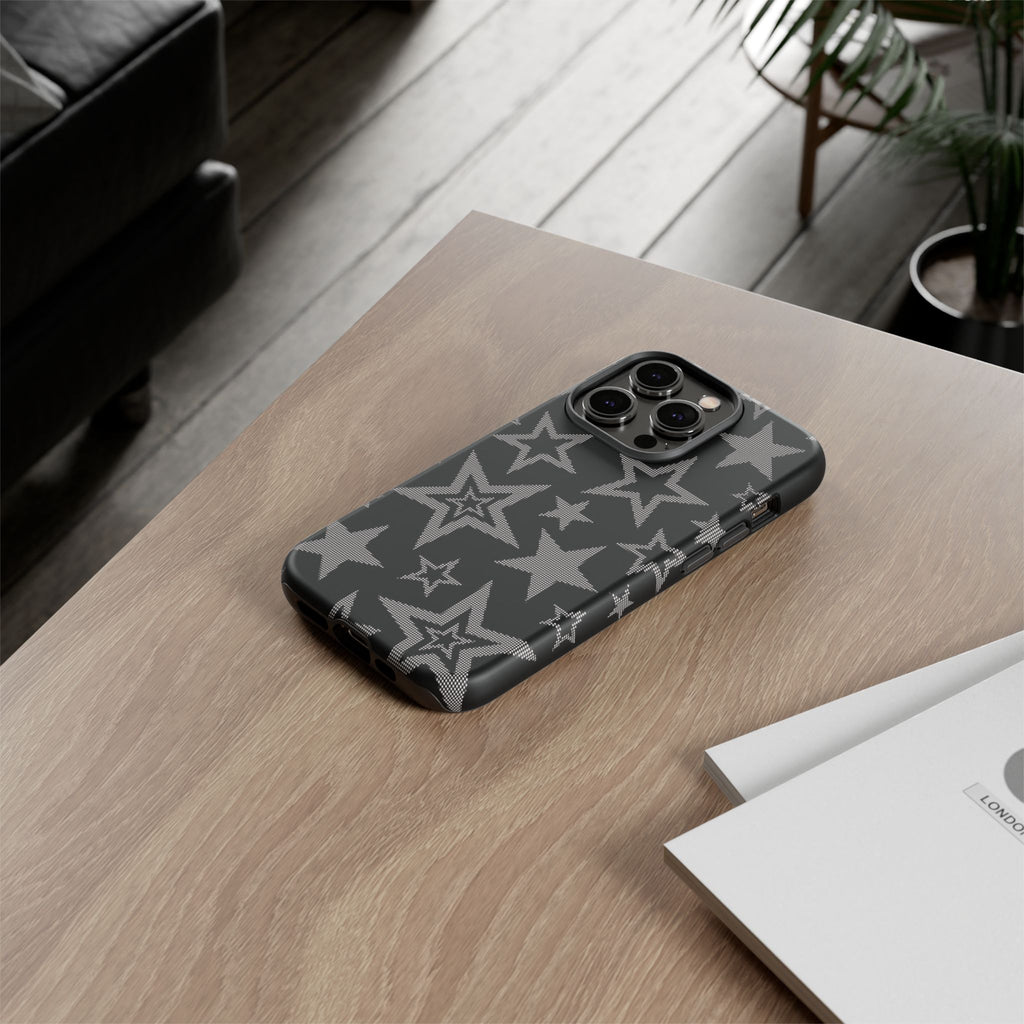 Black Star Pattern Tough Phone Case — Durable Protective Phone Cover