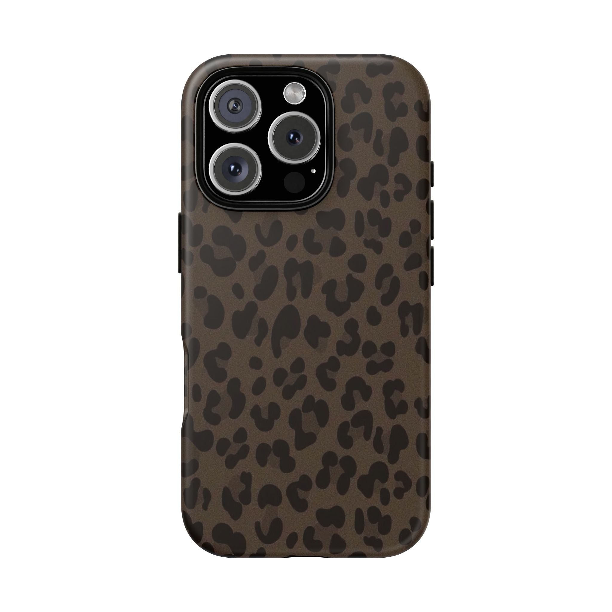 Leopard Print Tough iPhone Case — Durable Brown Animal Pattern Protective Cover