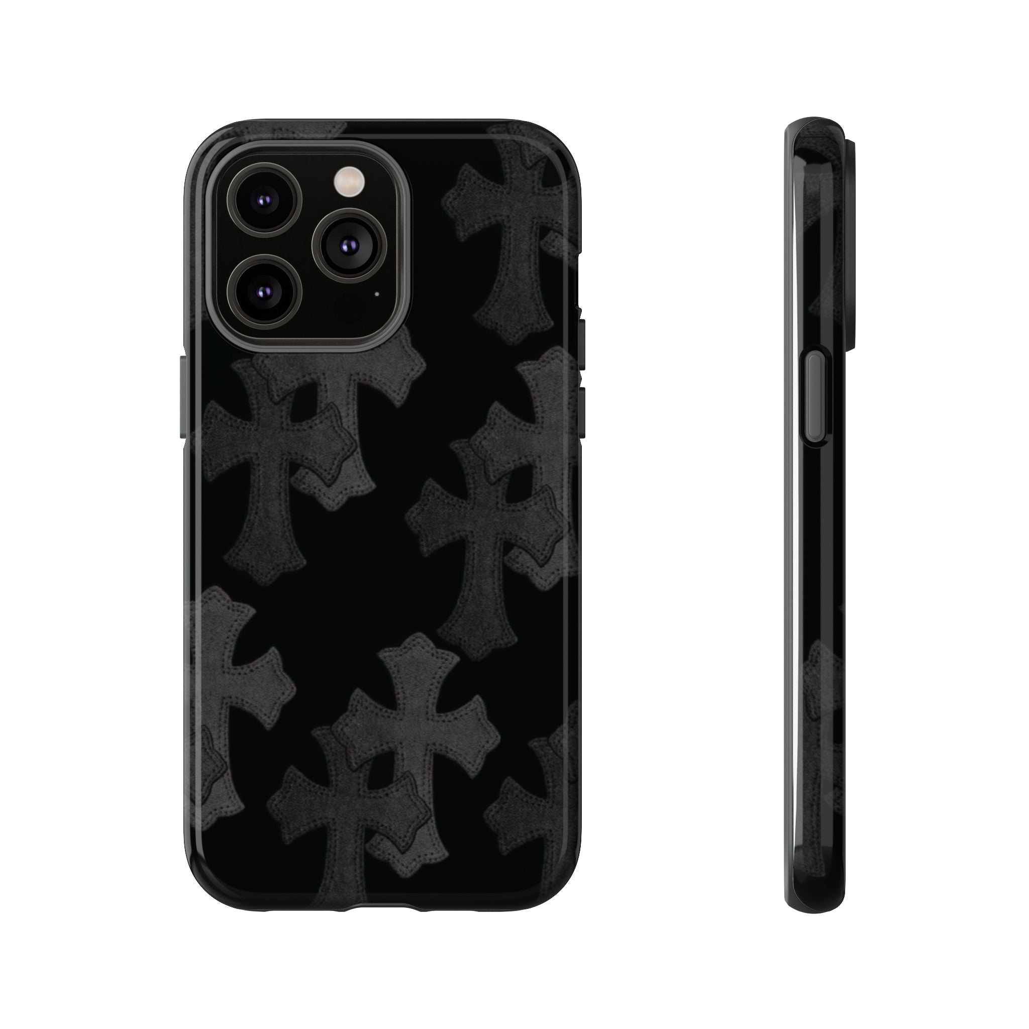Black Cross Pattern Tough iPhone Case — Gothic Protective iPhone Cover