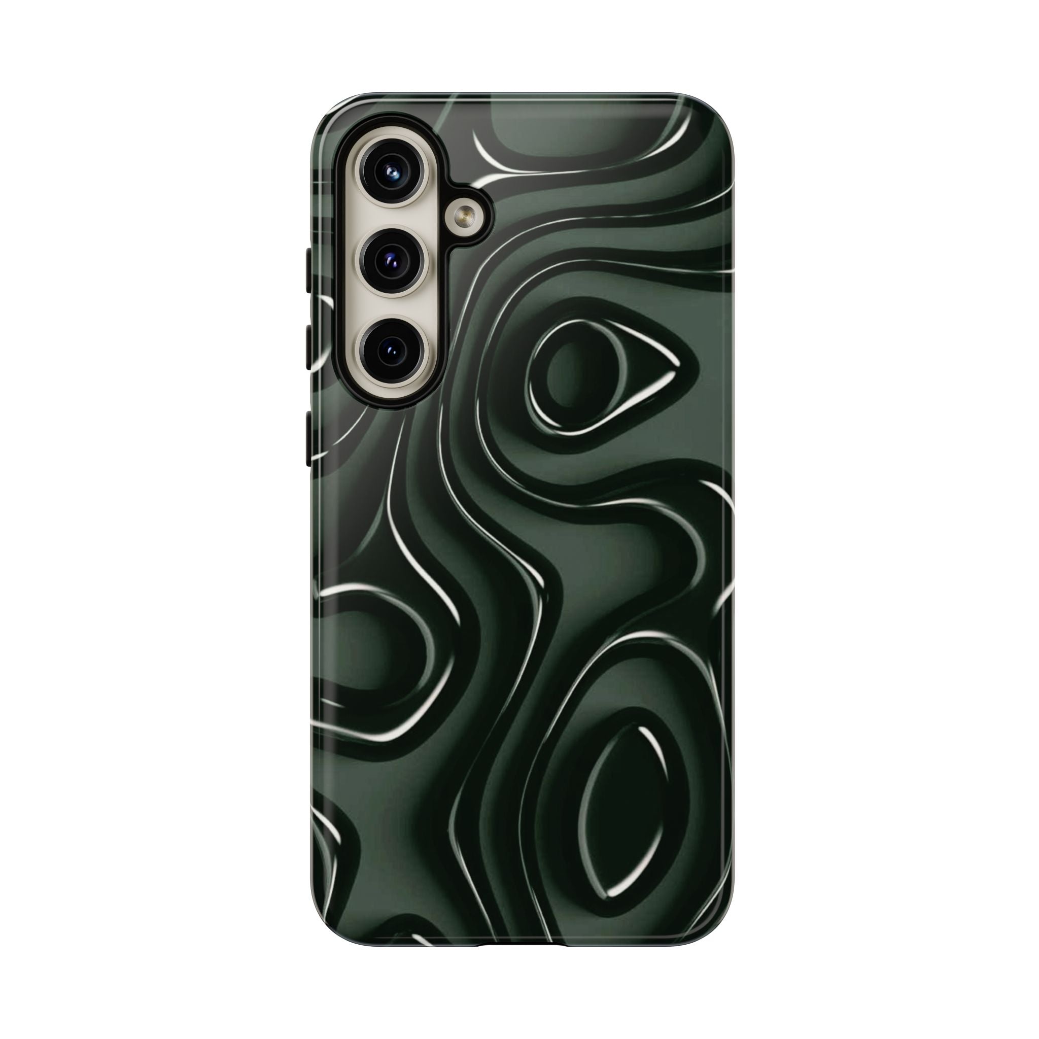 Dark Green Abstract Swirl Tough Phone Case