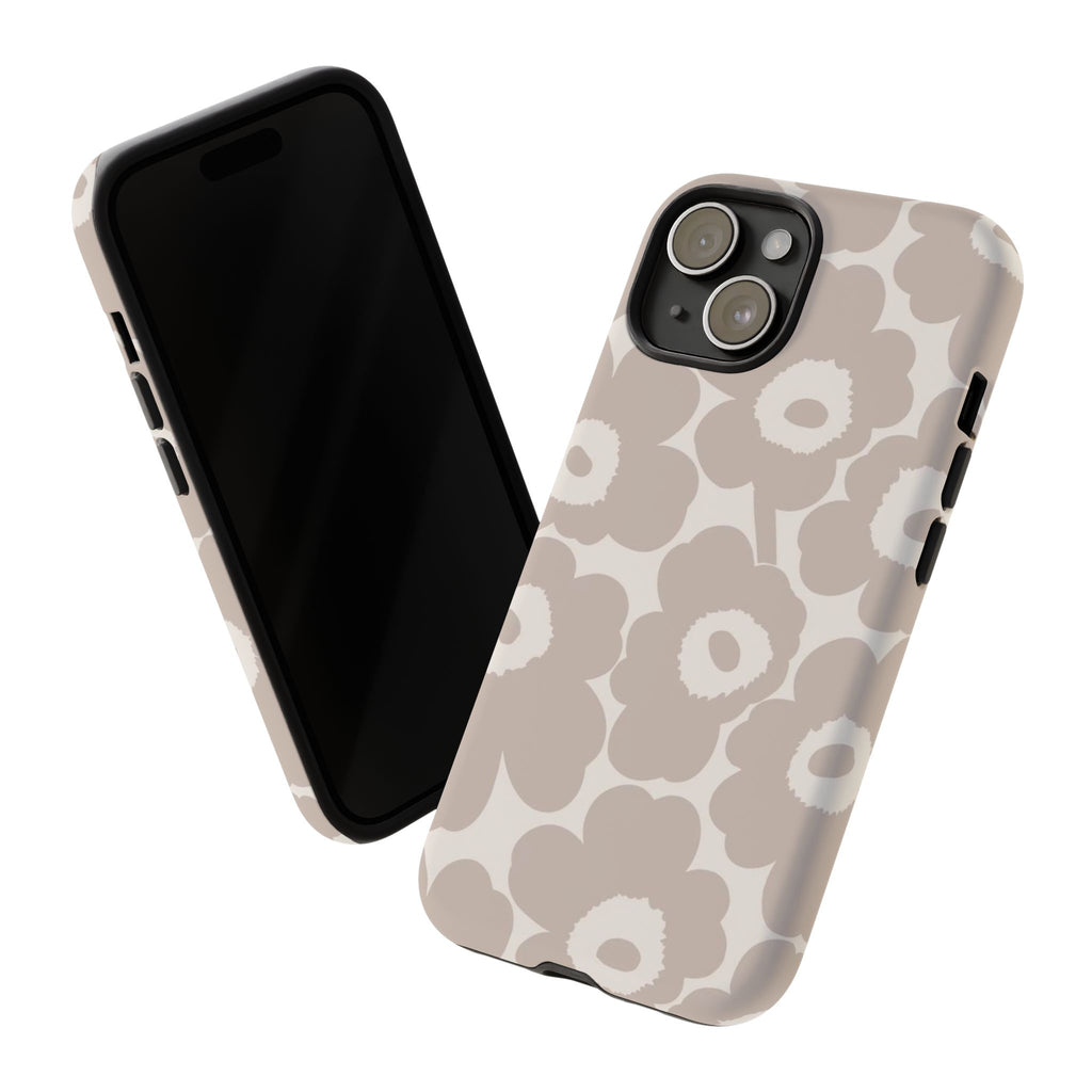 Floral Tough iPhone Case — Neutral Beige Poppy Protective Cover
