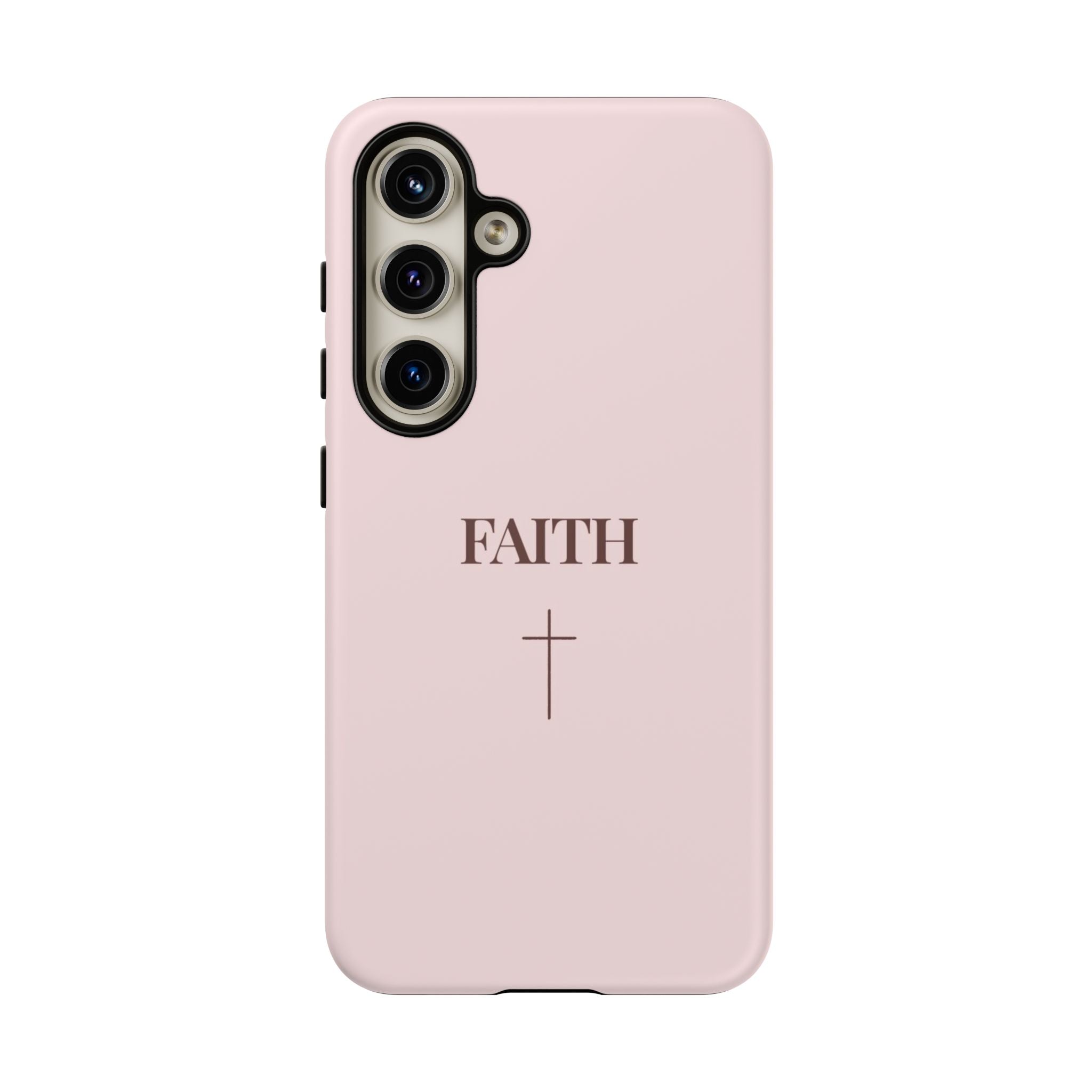 Faith Cross Tough Phone Case — Minimal Pink Christian iPhone Cover