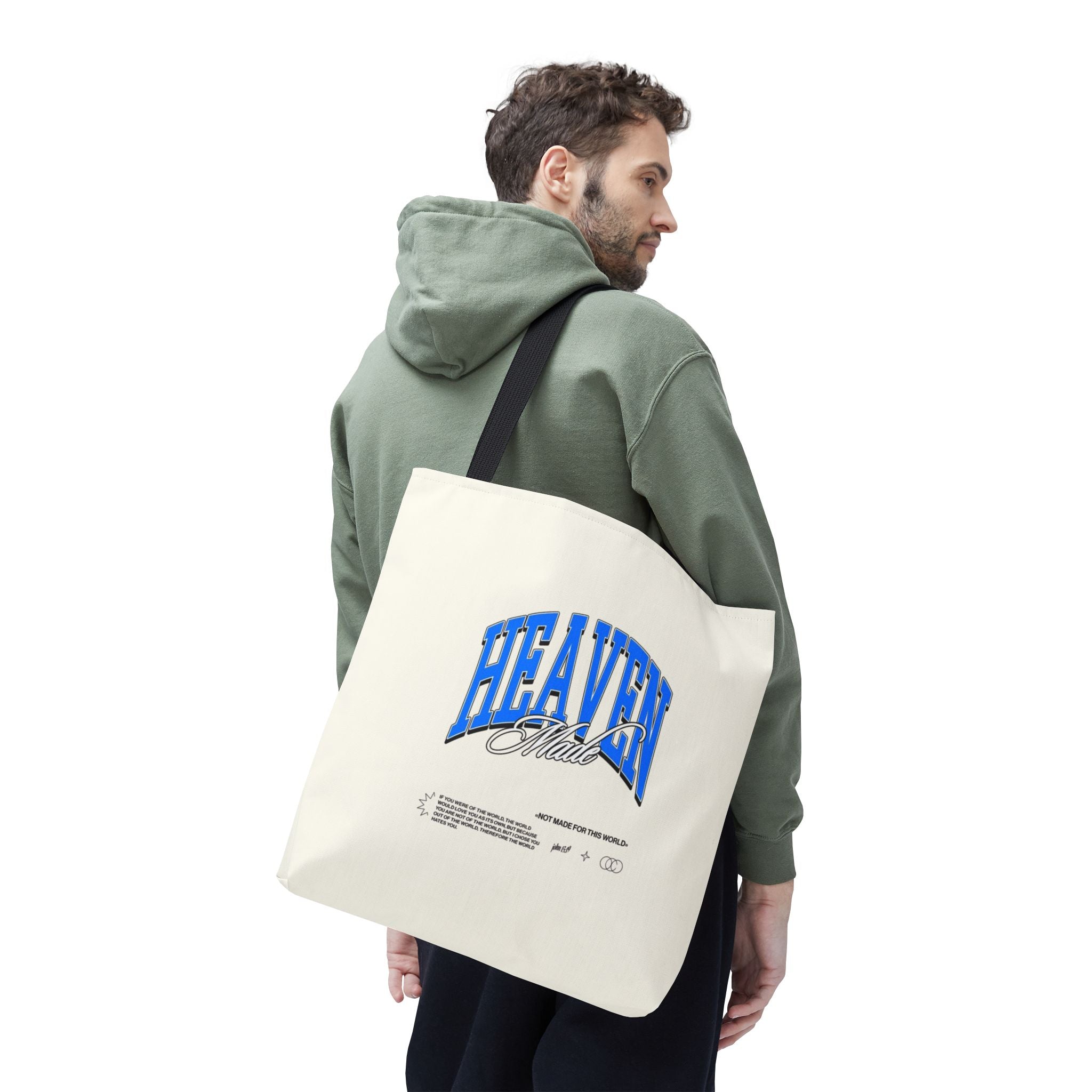 Heaven Music Tote Bag - Retro Blue Graphic All-Over Print