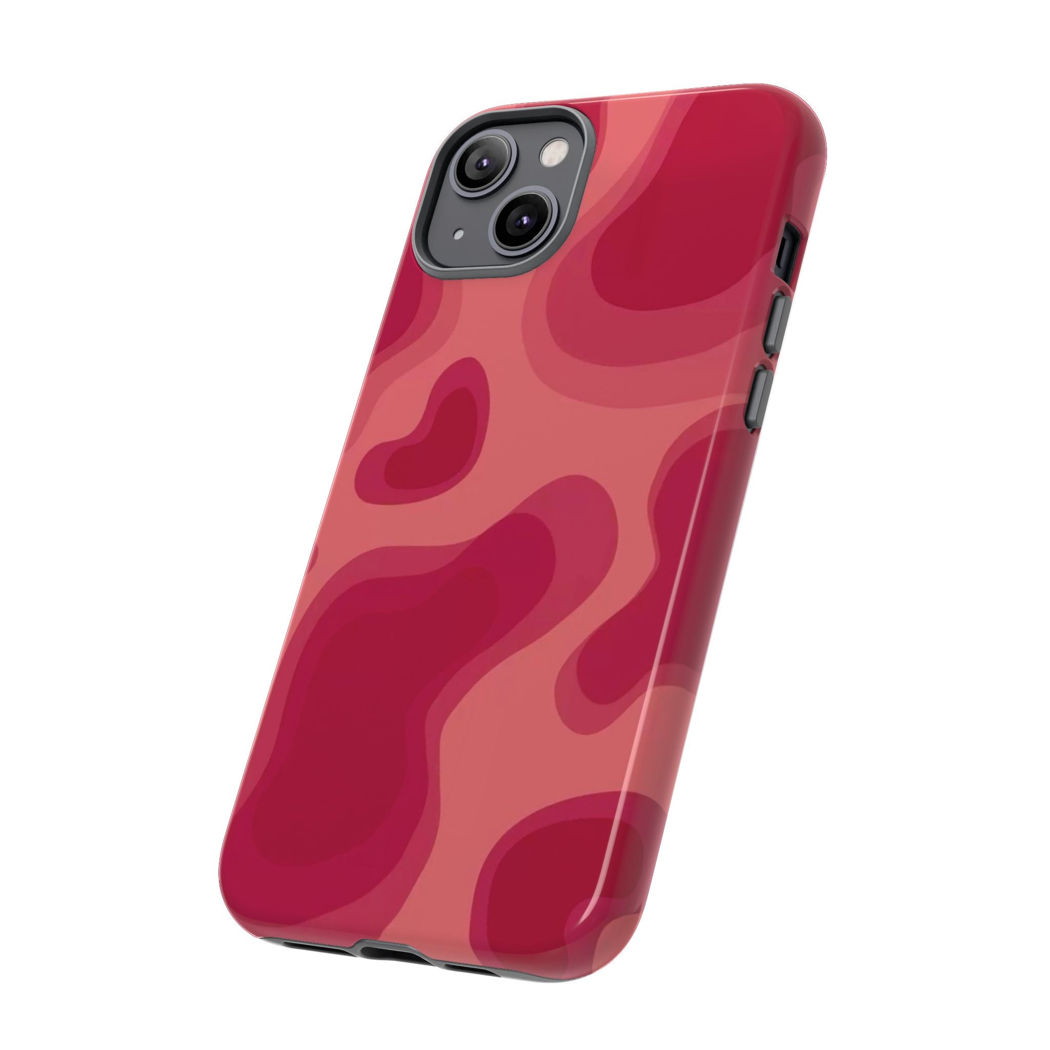 Red Pink Camo iPhone Case — Abstract Heart Pattern Tough Protective Cover