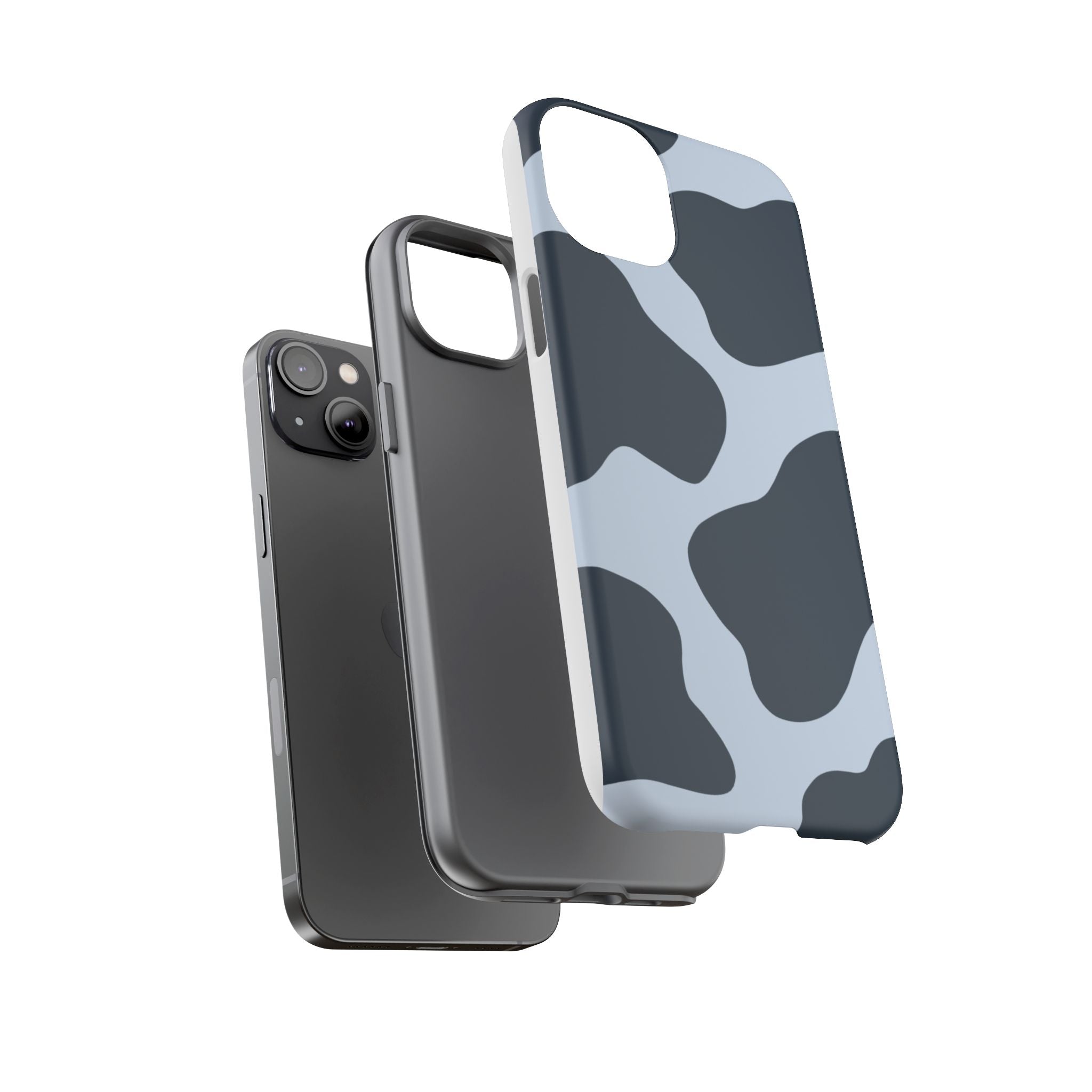 Cow Print Tough iPhone Case — Blue Black Abstract Pattern