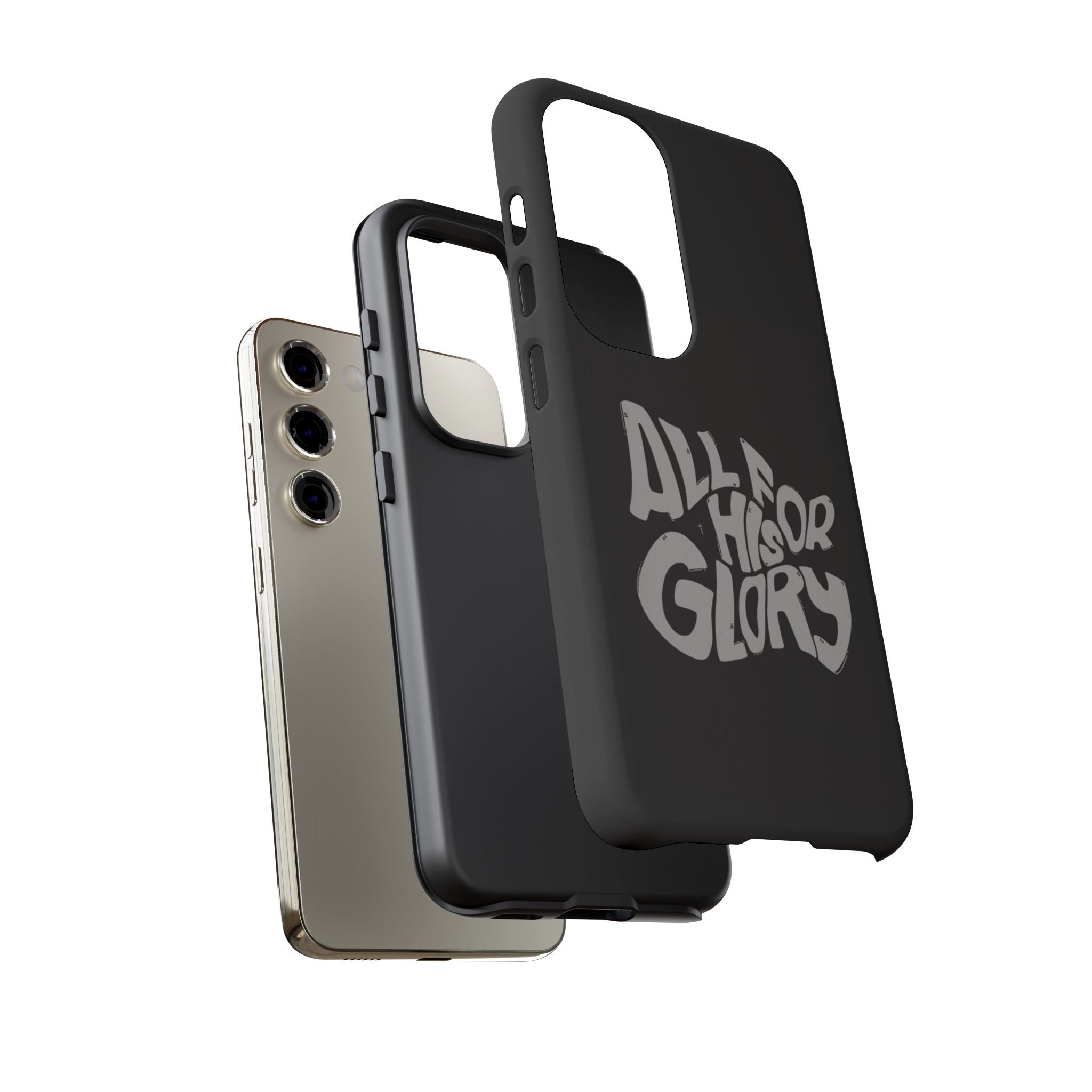 All For His Glory Phone Case — Christian Faith Script Protective Cover
