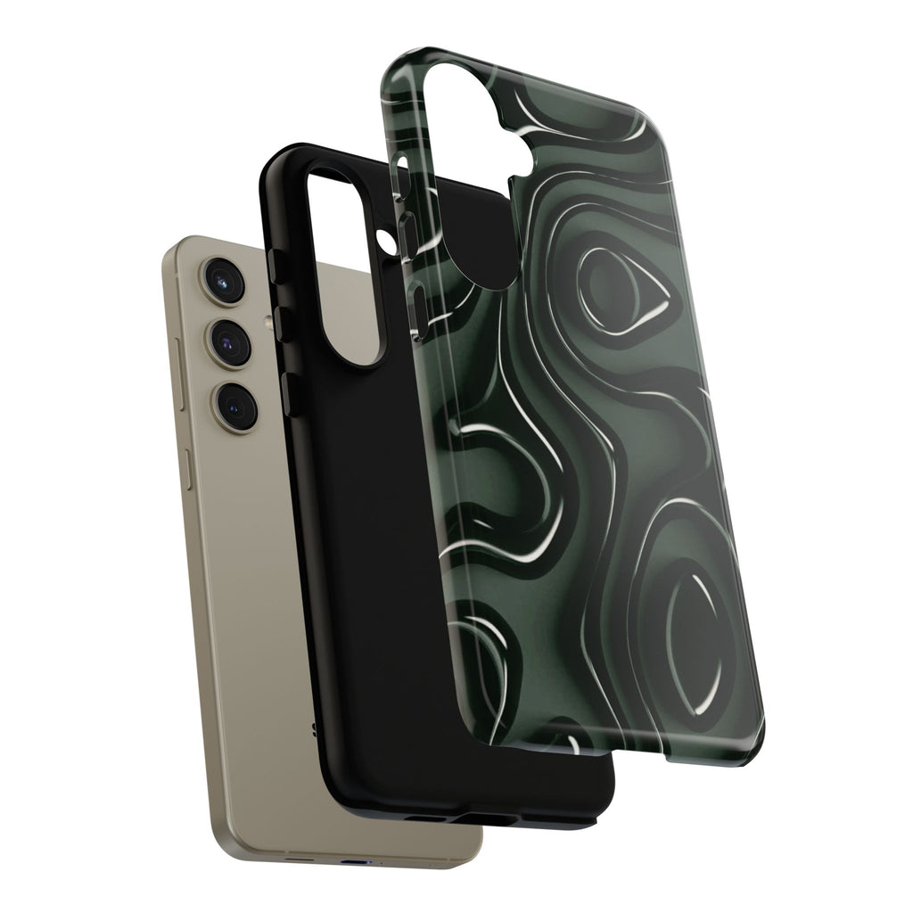 Dark Green Abstract Swirl Tough Phone Case