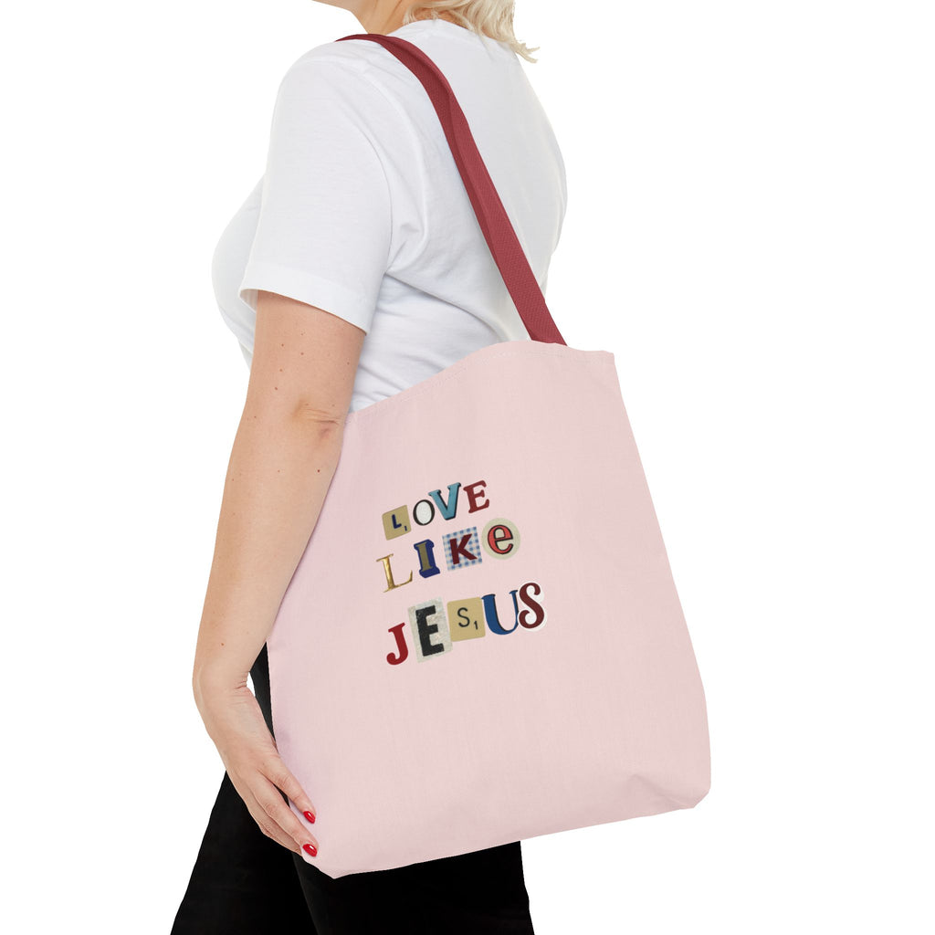 Love Like Jesus Tote Bag — Christian Inspirational Pink Everyday Tote