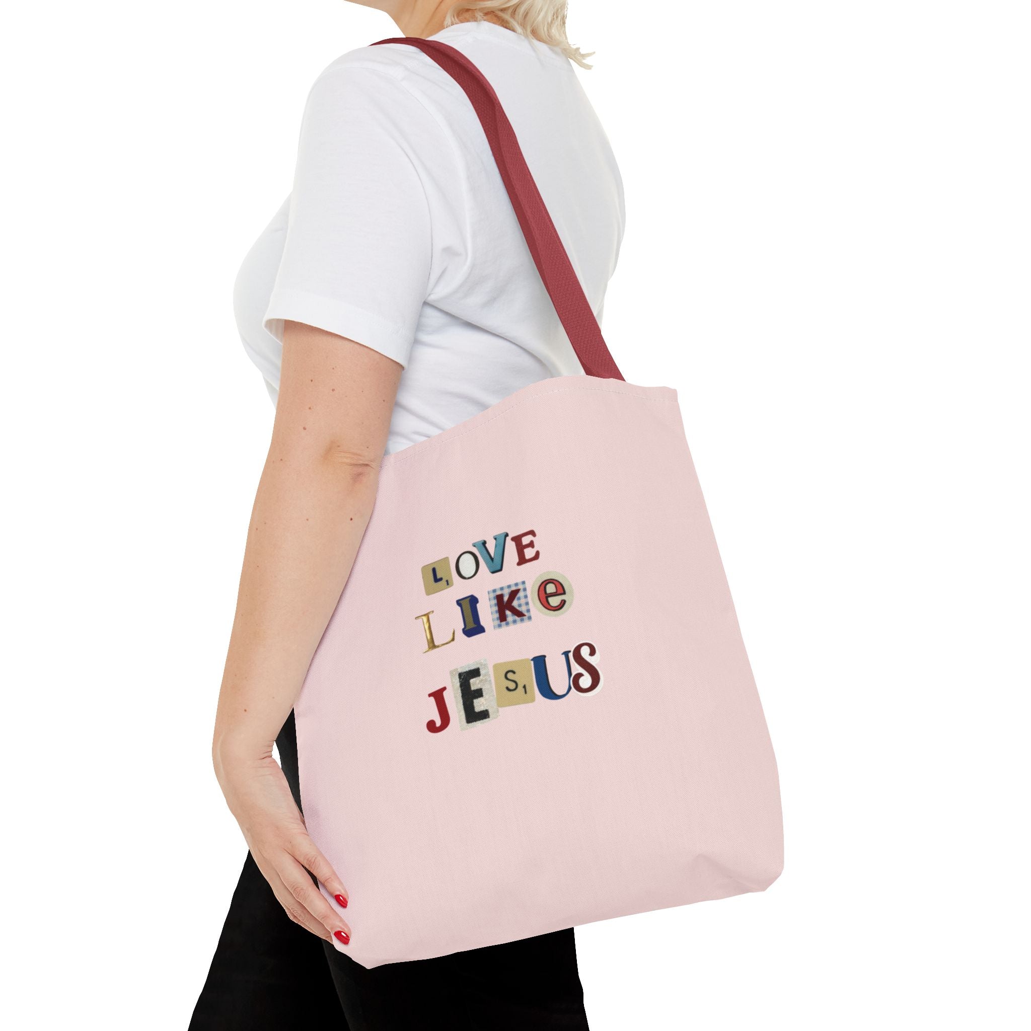 Love Like Jesus Tote Bag — Christian Inspirational Pink Everyday Tote