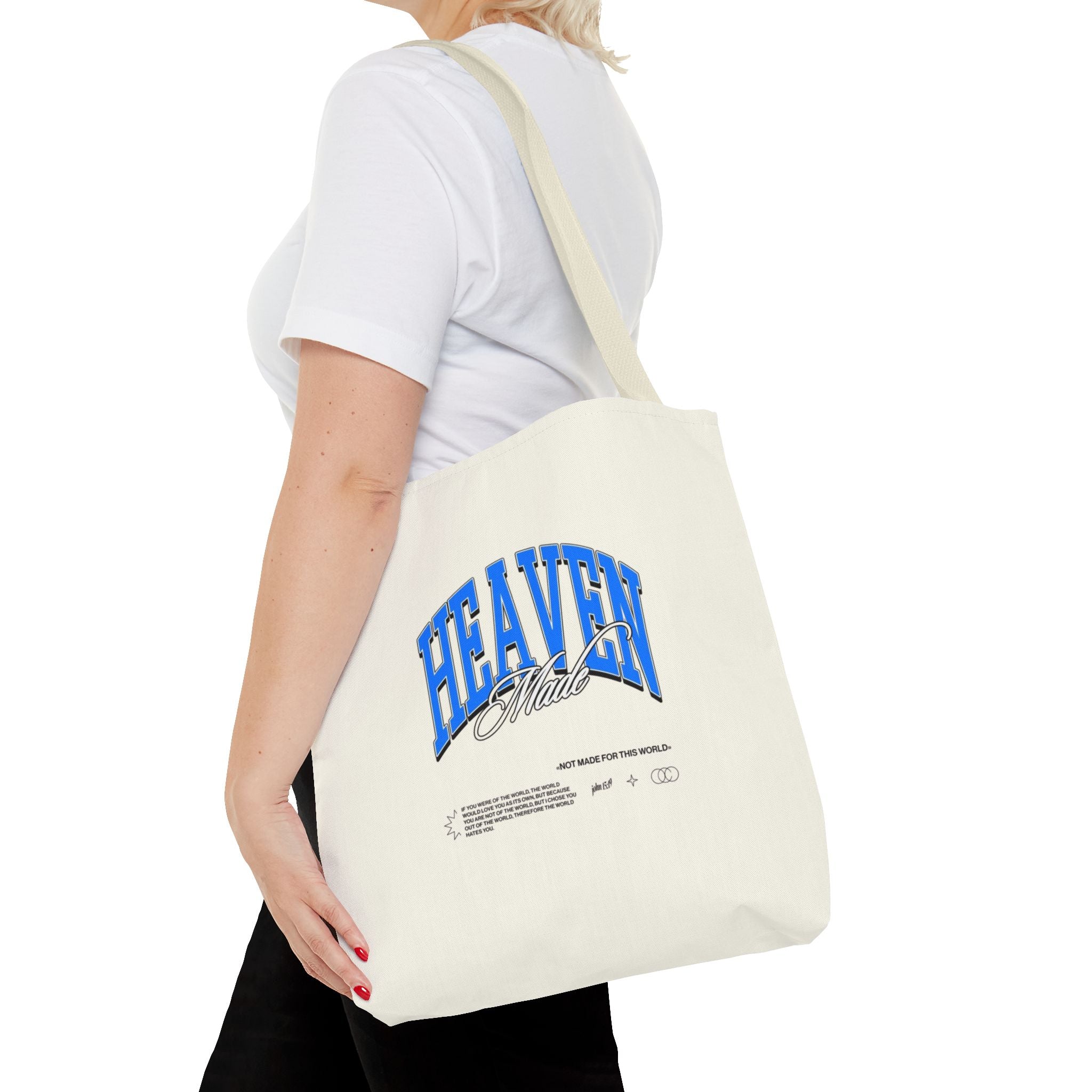 Heaven Music Tote Bag - Retro Blue Graphic All-Over Print