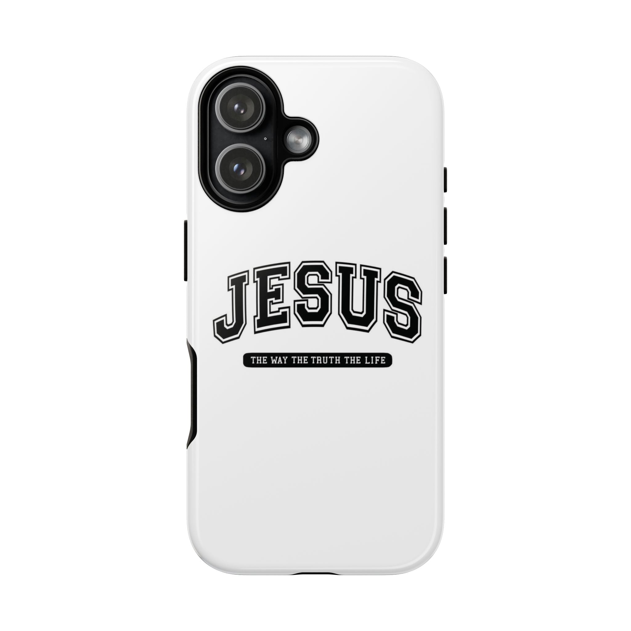Jesus varsity phone case — 'Jesus: The Way The Truth The Life' tough protective cover