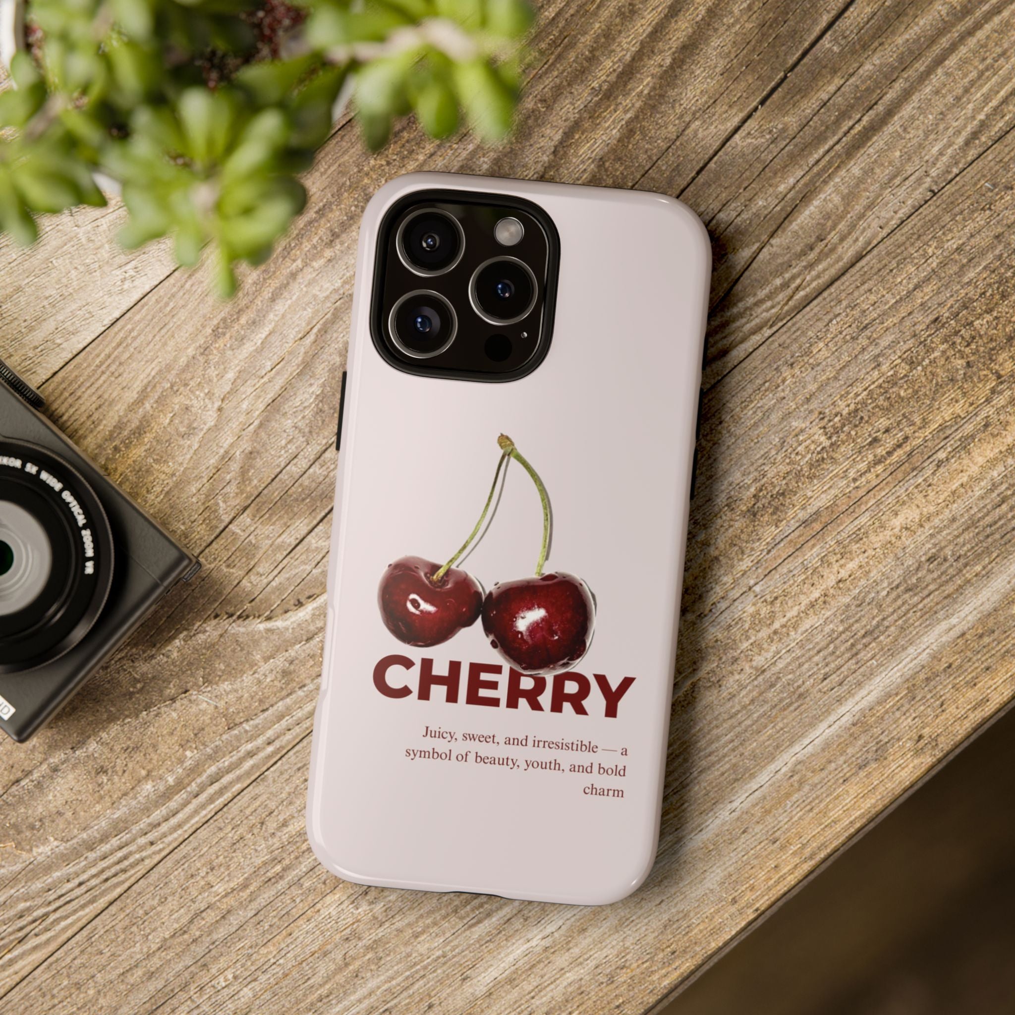Cherry Vintage iPhone Case — Retro Cherry Illustration with 'CHERRY' Text