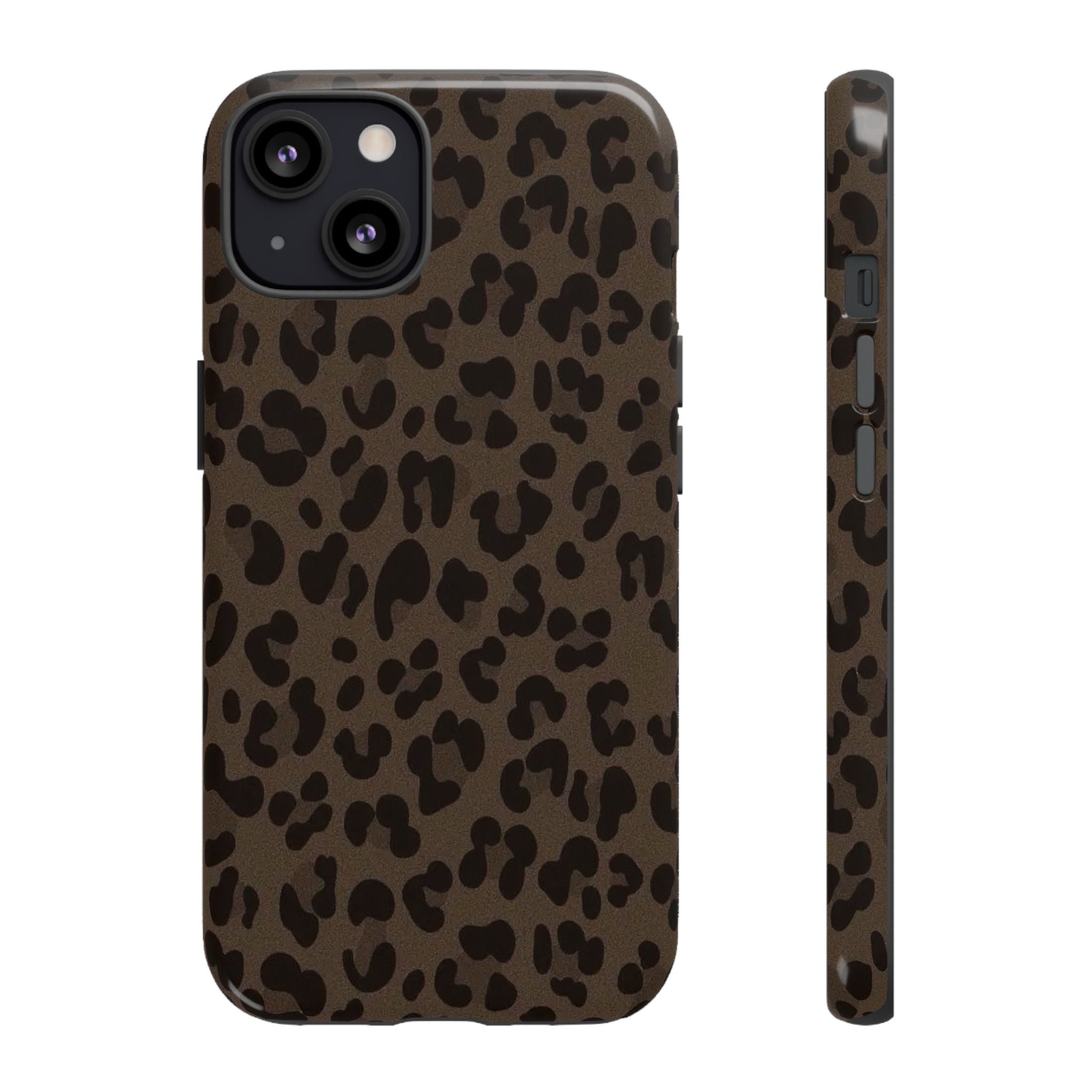 Leopard Print Tough iPhone Case — Durable Brown Animal Pattern Protective Cover