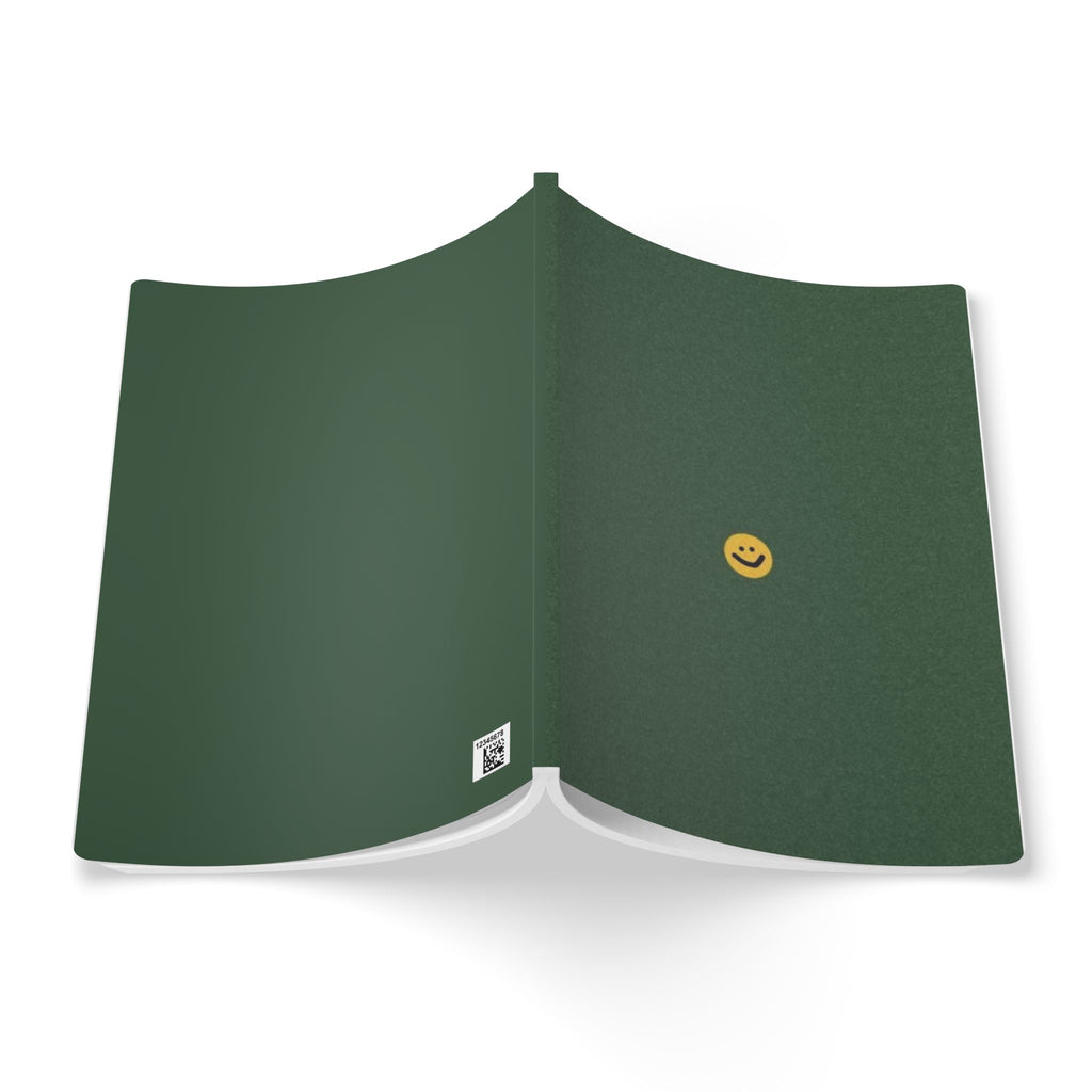 Smile Dot Journal — Forest Green Softcover Notebook with Cute Emoticon