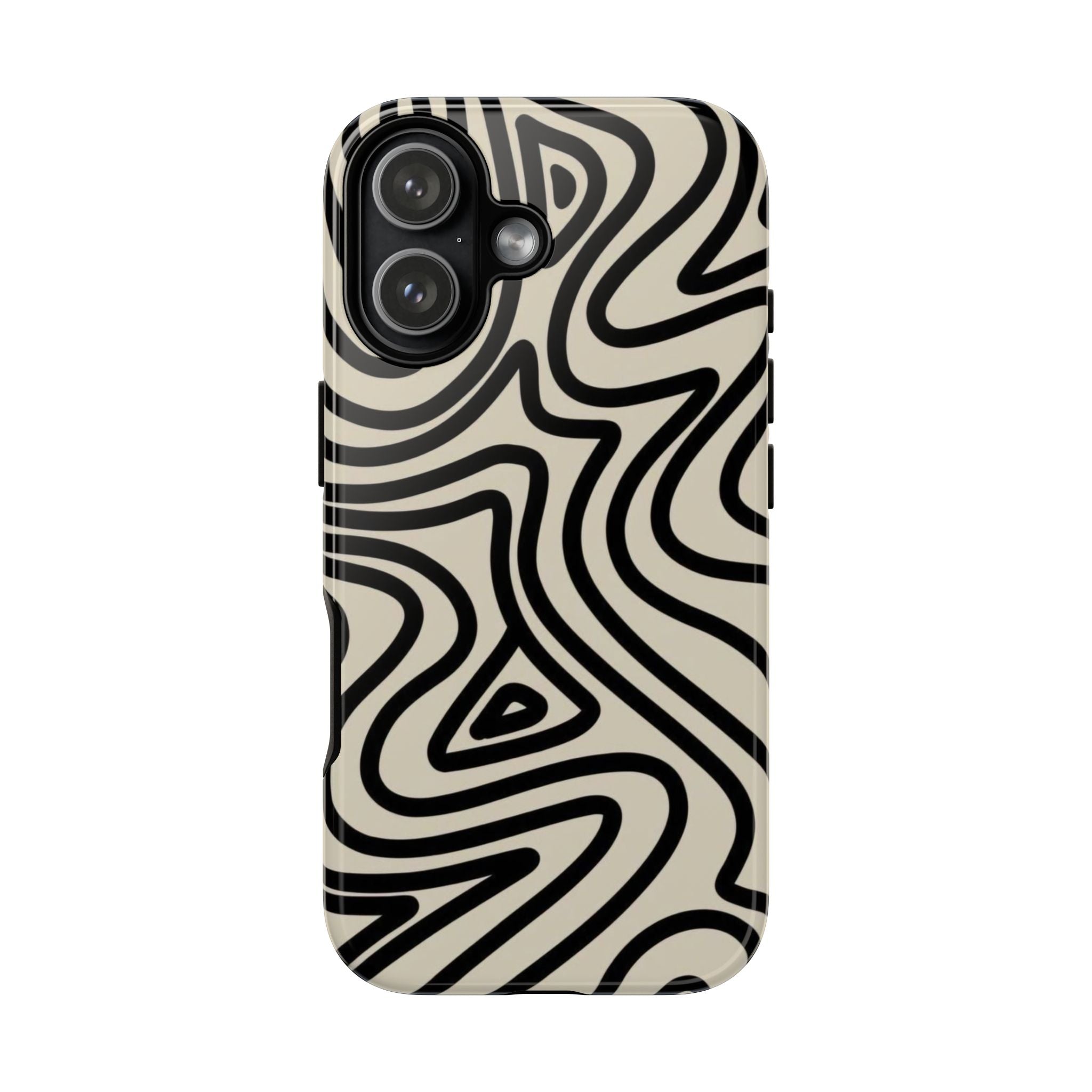Abstract Black Swirl Tough Phone Case — Retro Psychedelic iPhone Cover