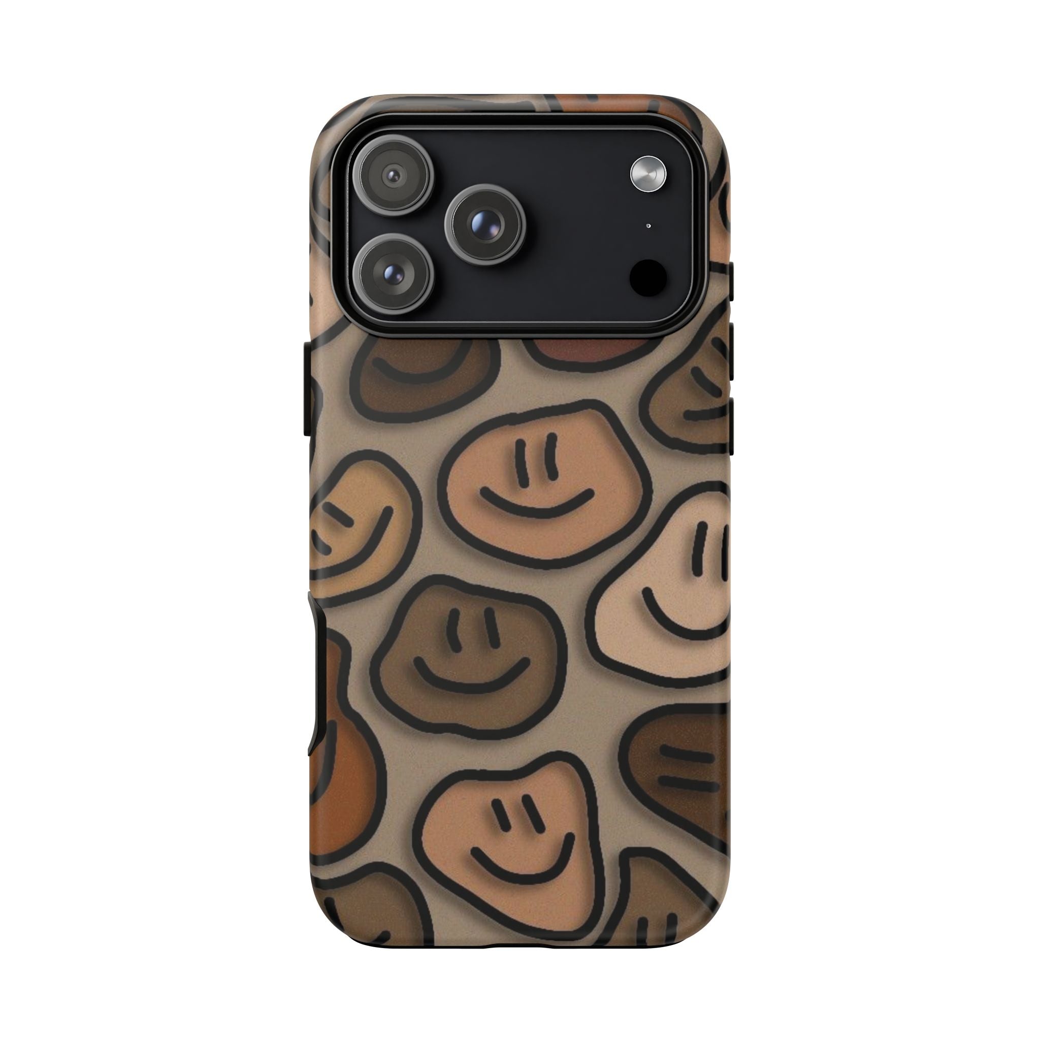 Smiley Faces iPhone Case — Neutral Brown Diverse Smiles Protective Cover