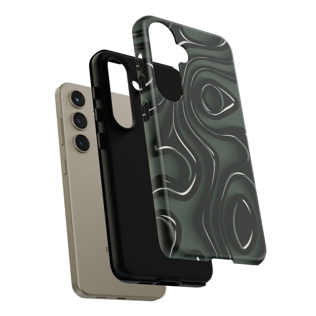 Dark Green Abstract Swirl Tough Phone Case