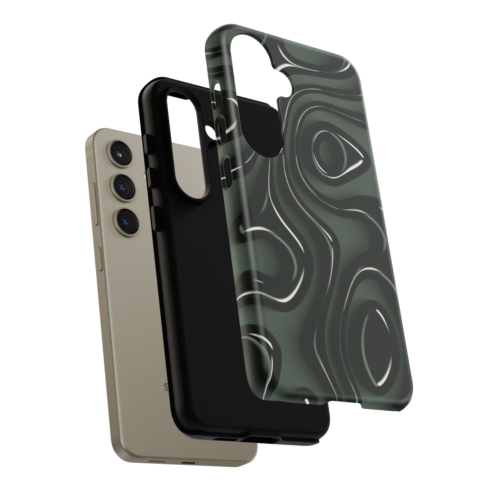 Dark Green Abstract Swirl Tough Phone Case