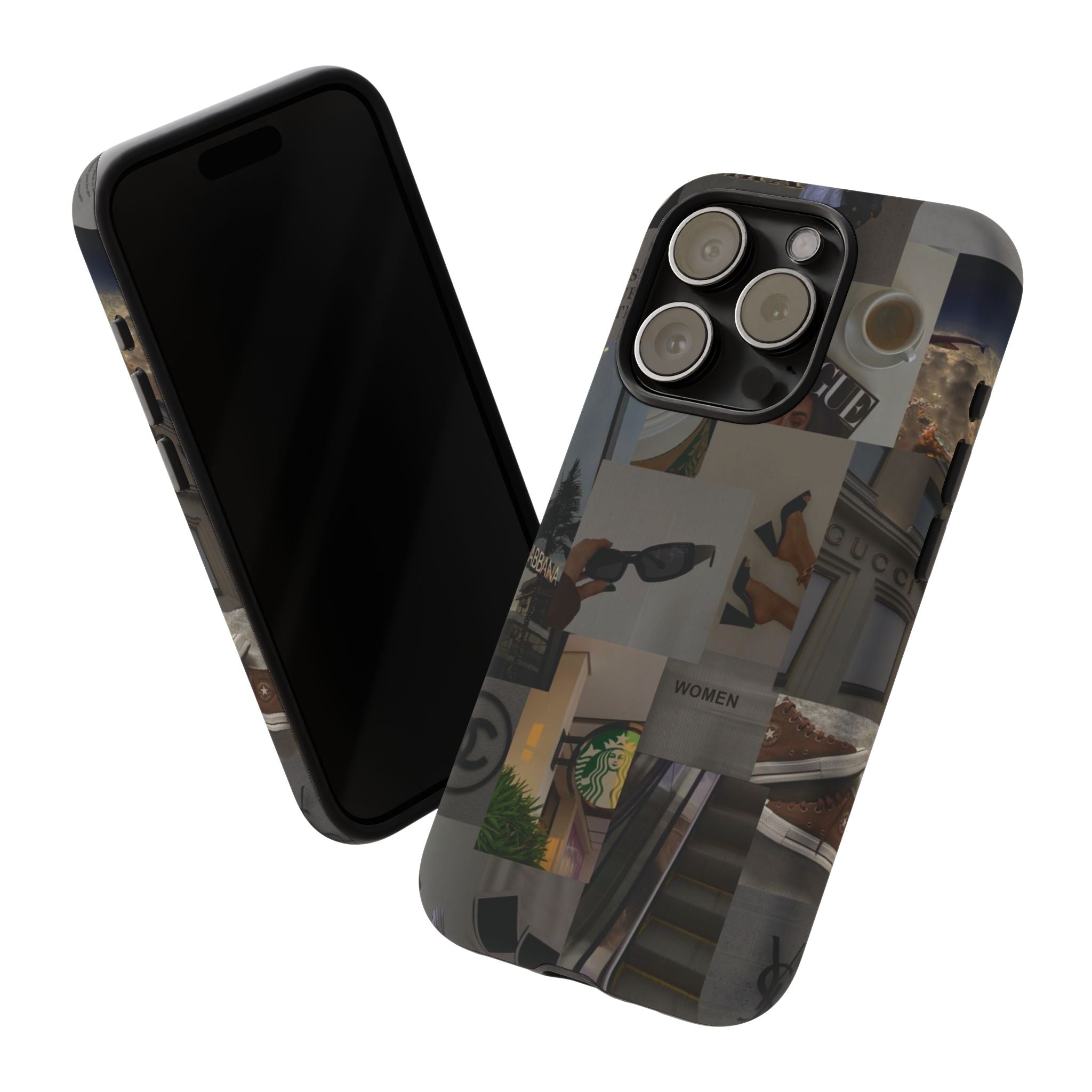 Collage Aesthetic Tough iPhone Case — Chic Cafe & Fashion Mood Board