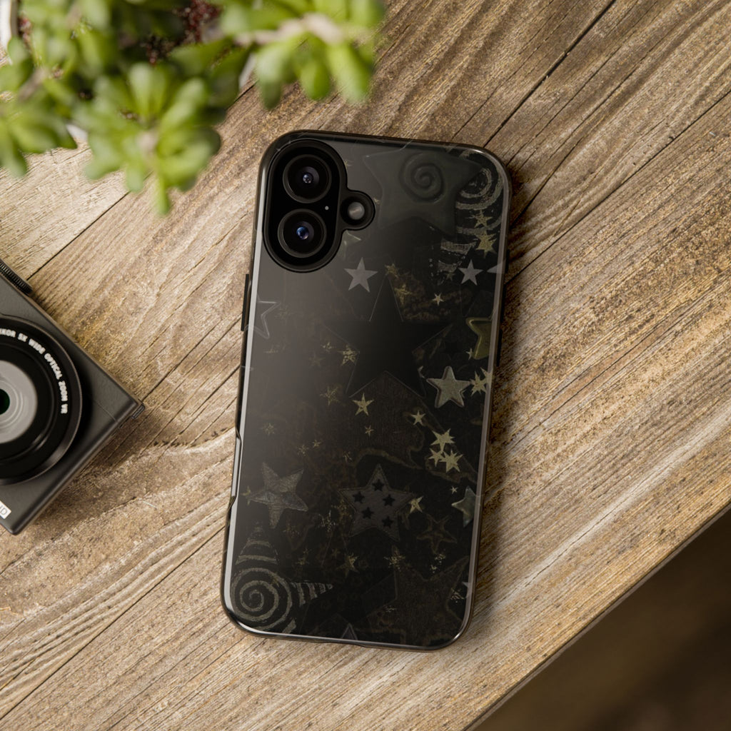 Black Starry iPhone Case – Protective Tough Case with Subtle Galaxy Pattern