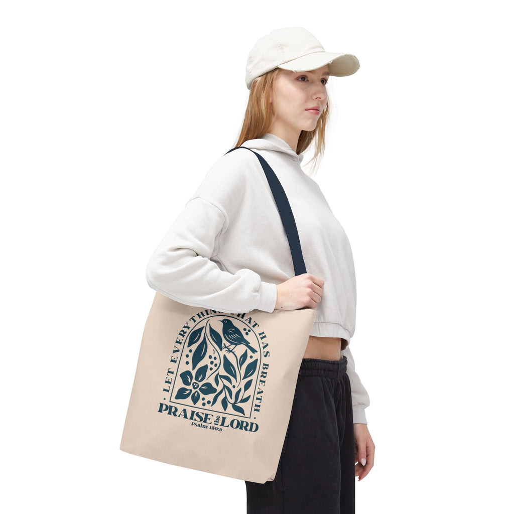 "Praise the Lord" Floral Psalm 150:6 Tote Bag