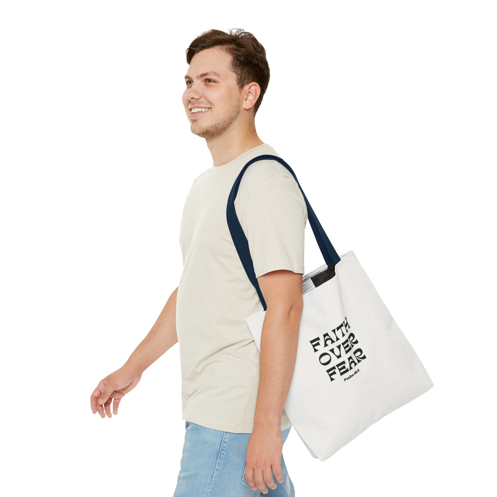 Faith Over Fear Tote Bag — Christian Inspirational Scripture Bag (Psalm 56:3)