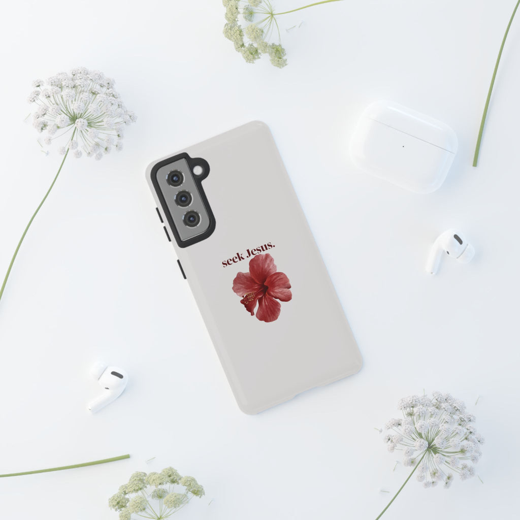 "seek Jesus." Floral Tough Protective Case