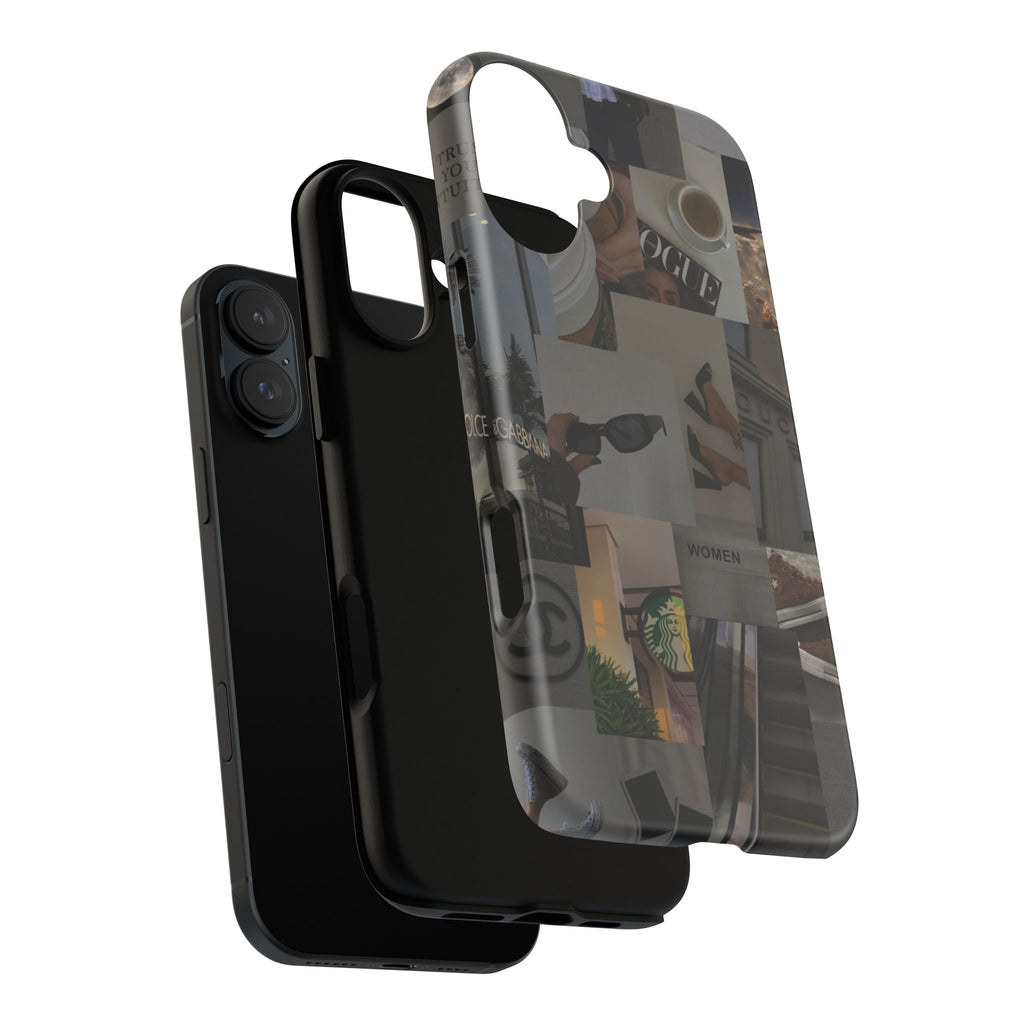 Collage Aesthetic Tough iPhone Case — Chic Cafe & Fashion Mood Board