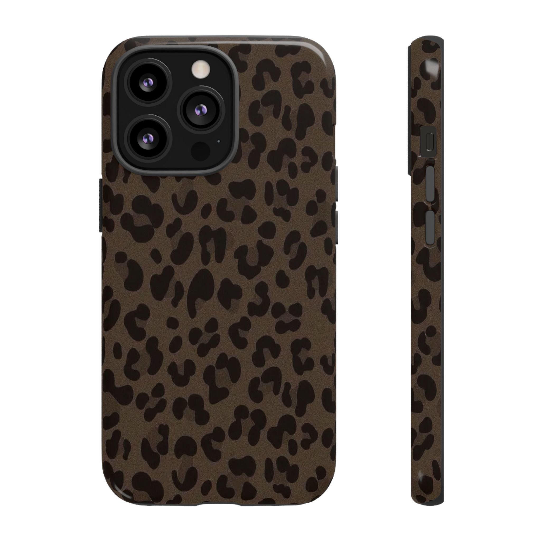 Leopard Print Tough iPhone Case — Durable Brown Animal Pattern Protective Cover