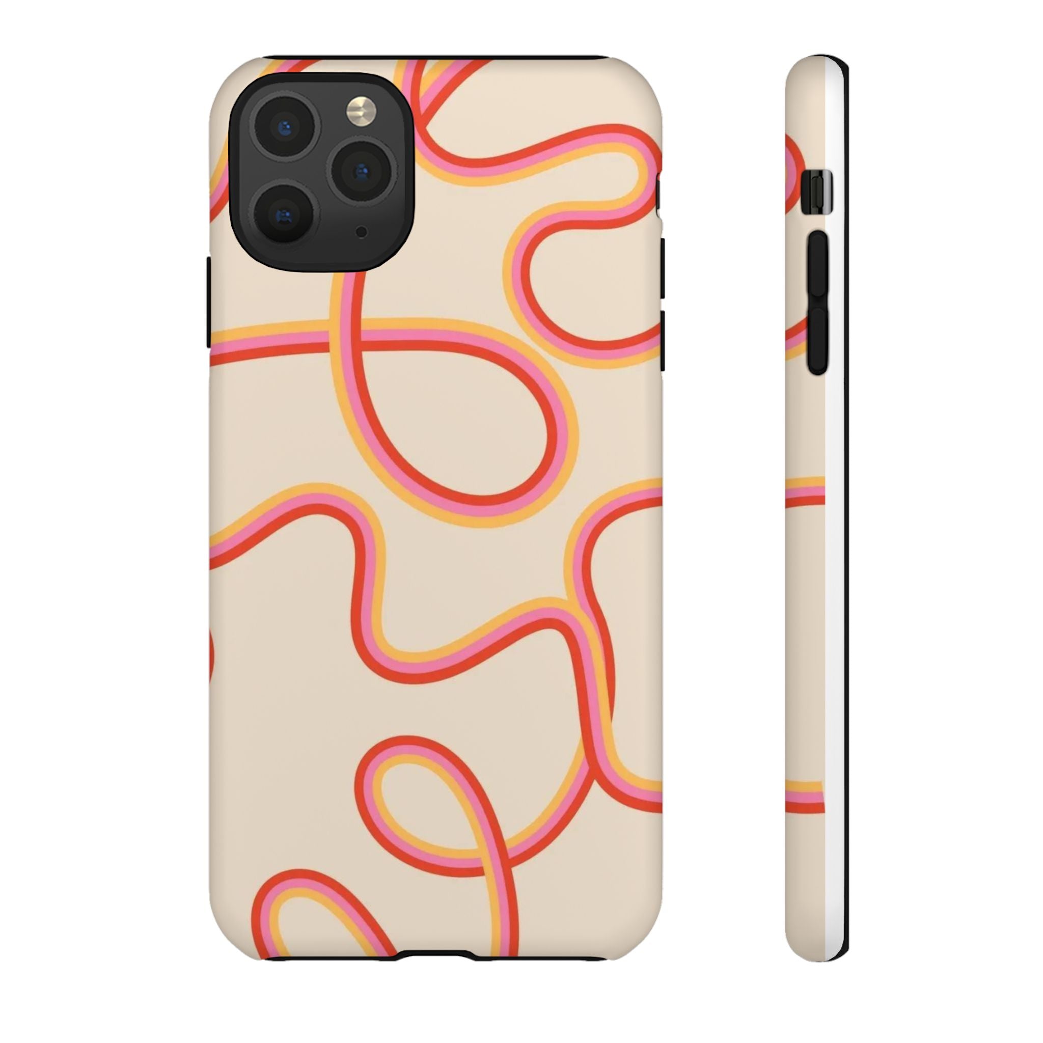 Retro Loop Pattern iPhone Case – Peach & Sunset Abstract Tough Case