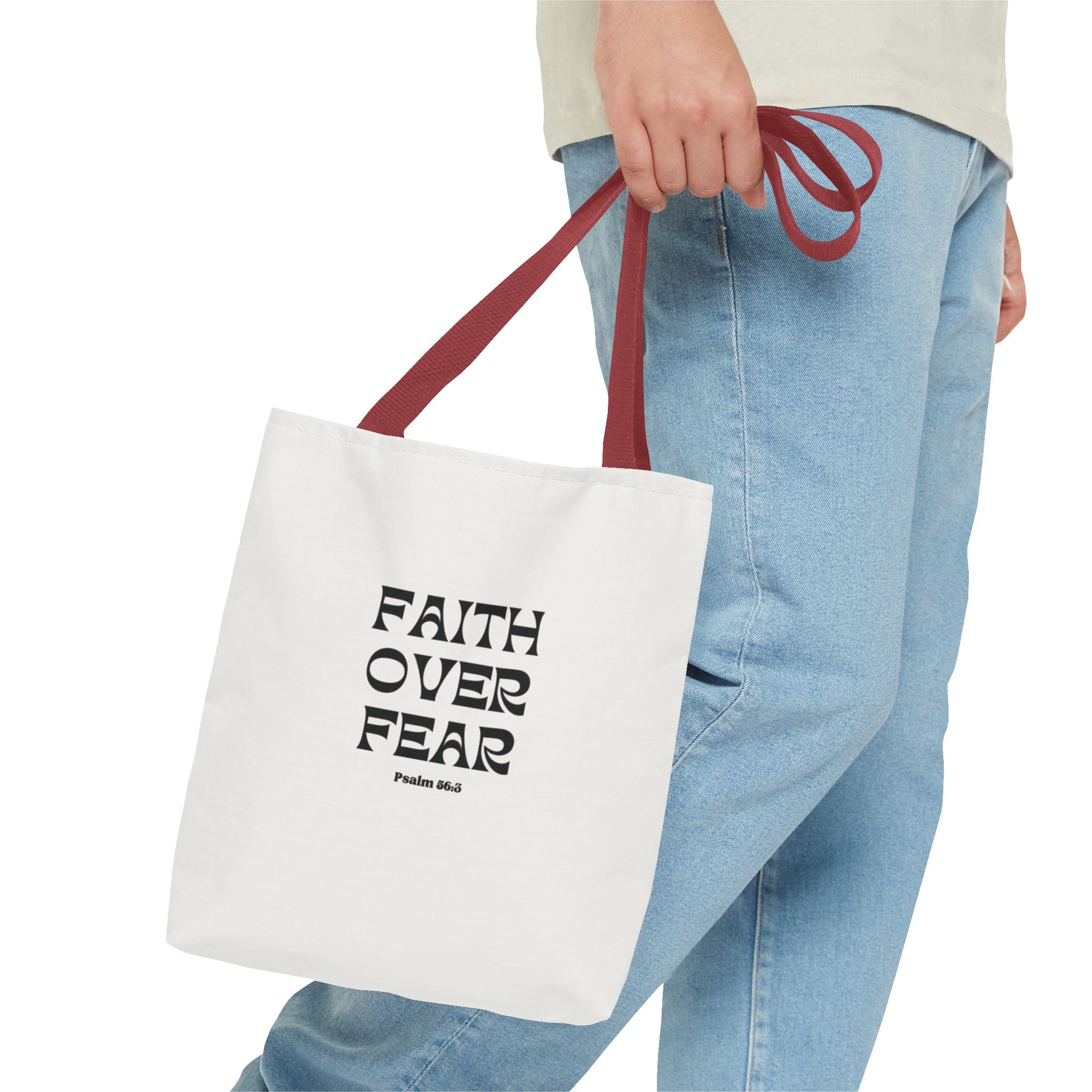 Faith Over Fear Tote Bag — Christian Inspirational Scripture Bag (Psalm 56:3)