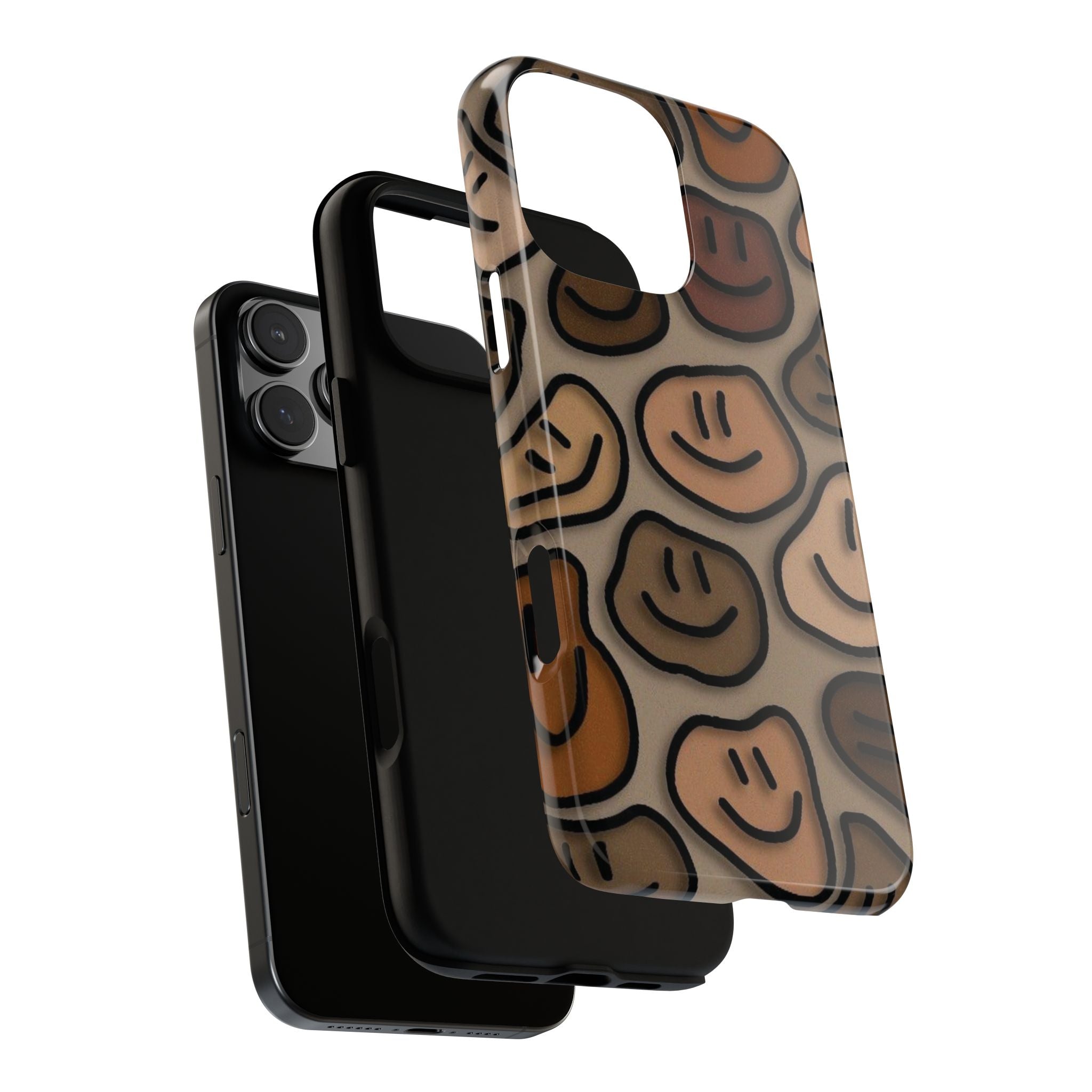 Smiley Faces iPhone Case — Neutral Brown Diverse Smiles Protective Cover