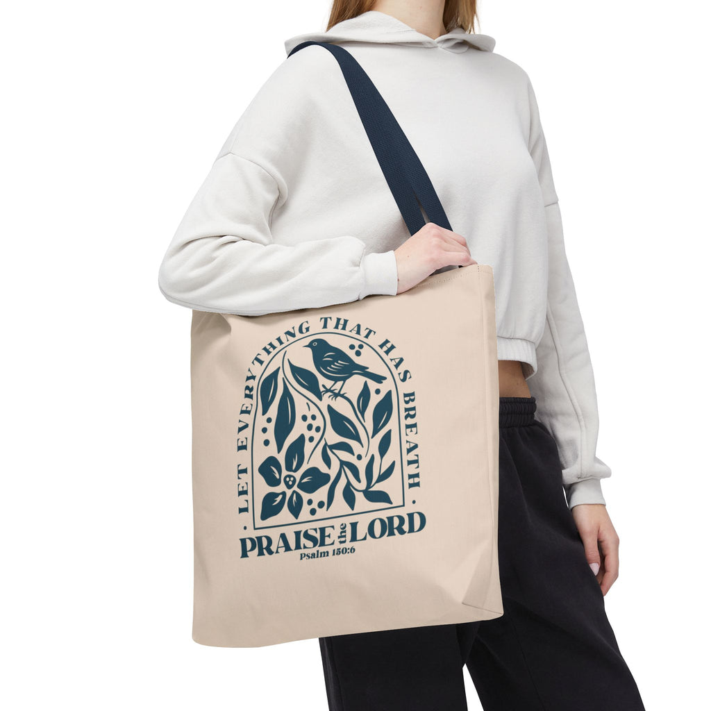 "Praise the Lord" Floral Psalm 150:6 Tote Bag