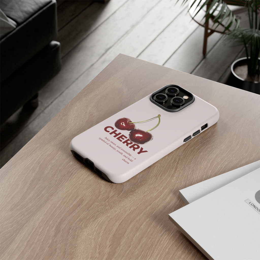 Cherry Vintage iPhone Case — Retro Cherry Illustration with 'CHERRY' Text