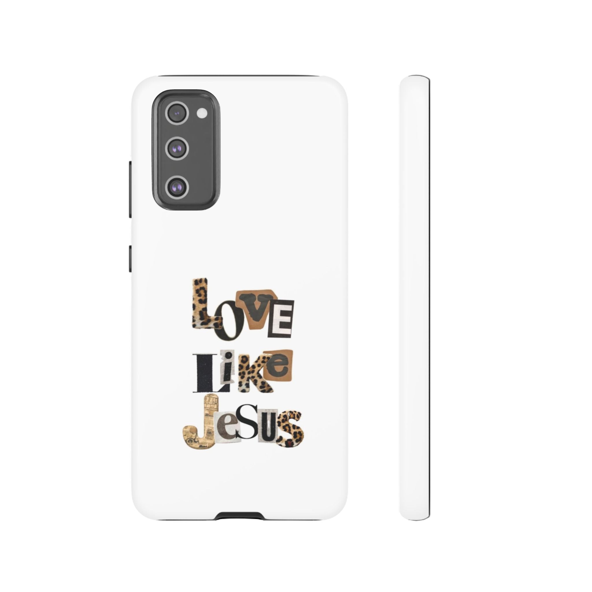 "Love Like Jesus" Leopard Print Christian Tough Phone Case
