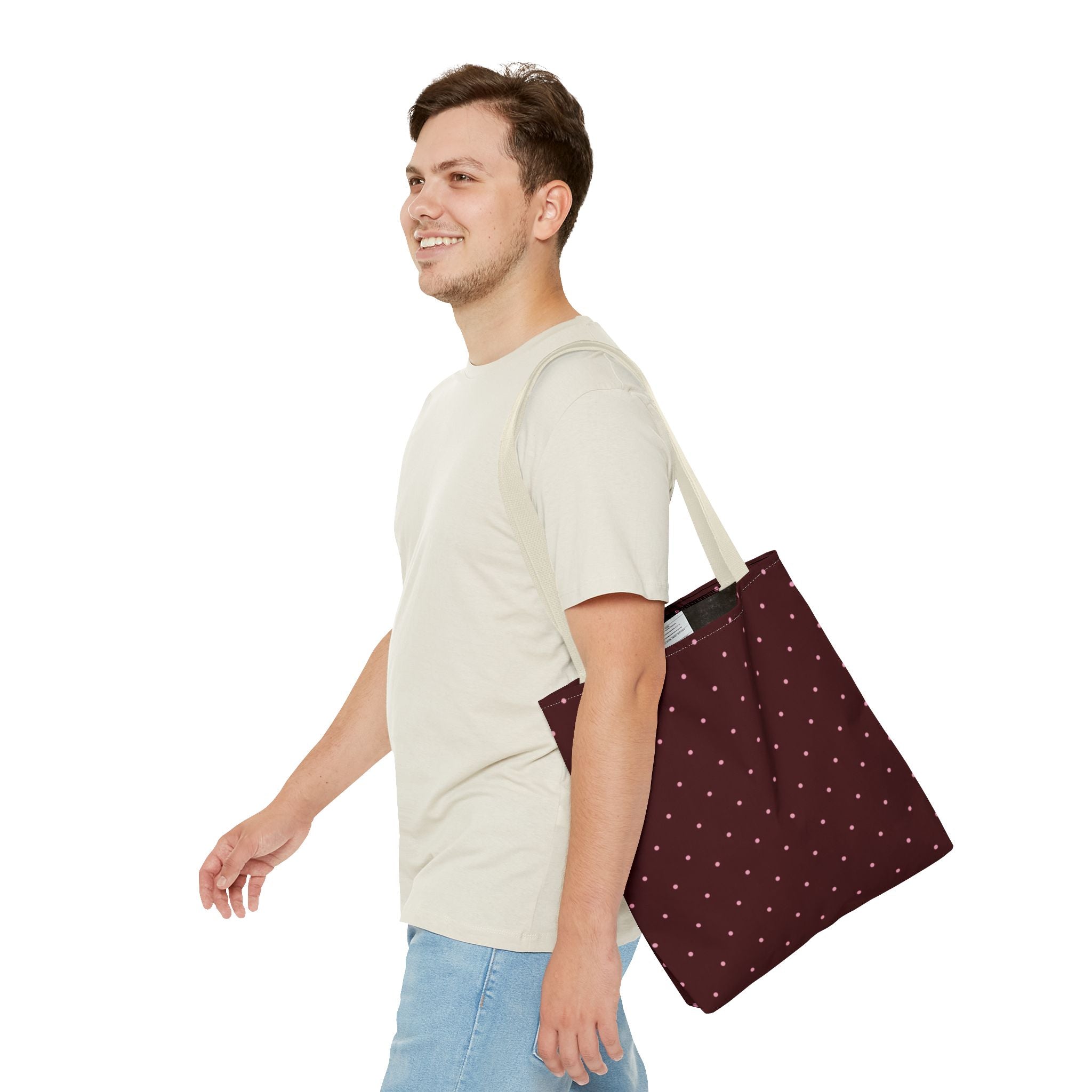 Burgundy Polka Dot Tote Bag