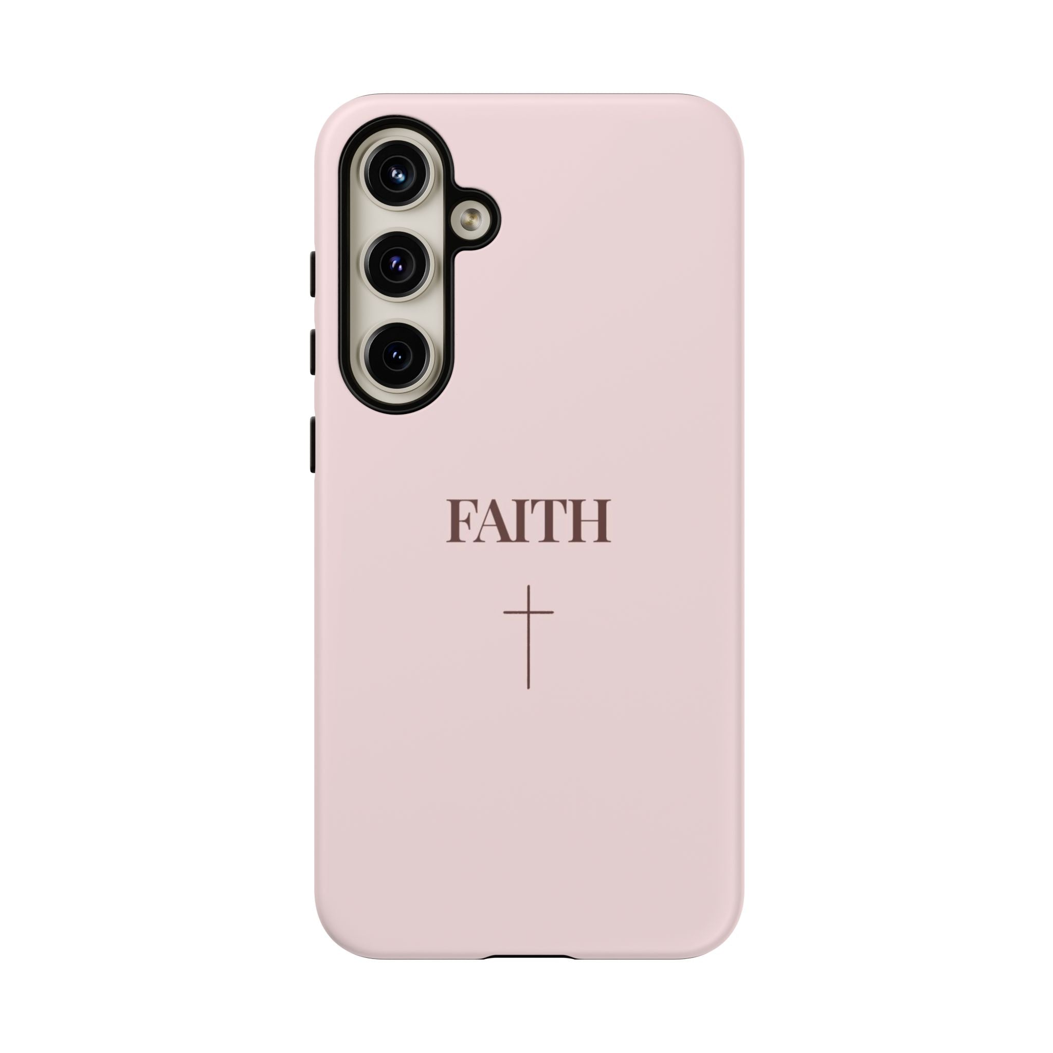 Faith Cross Tough Phone Case — Minimal Pink Christian iPhone Cover