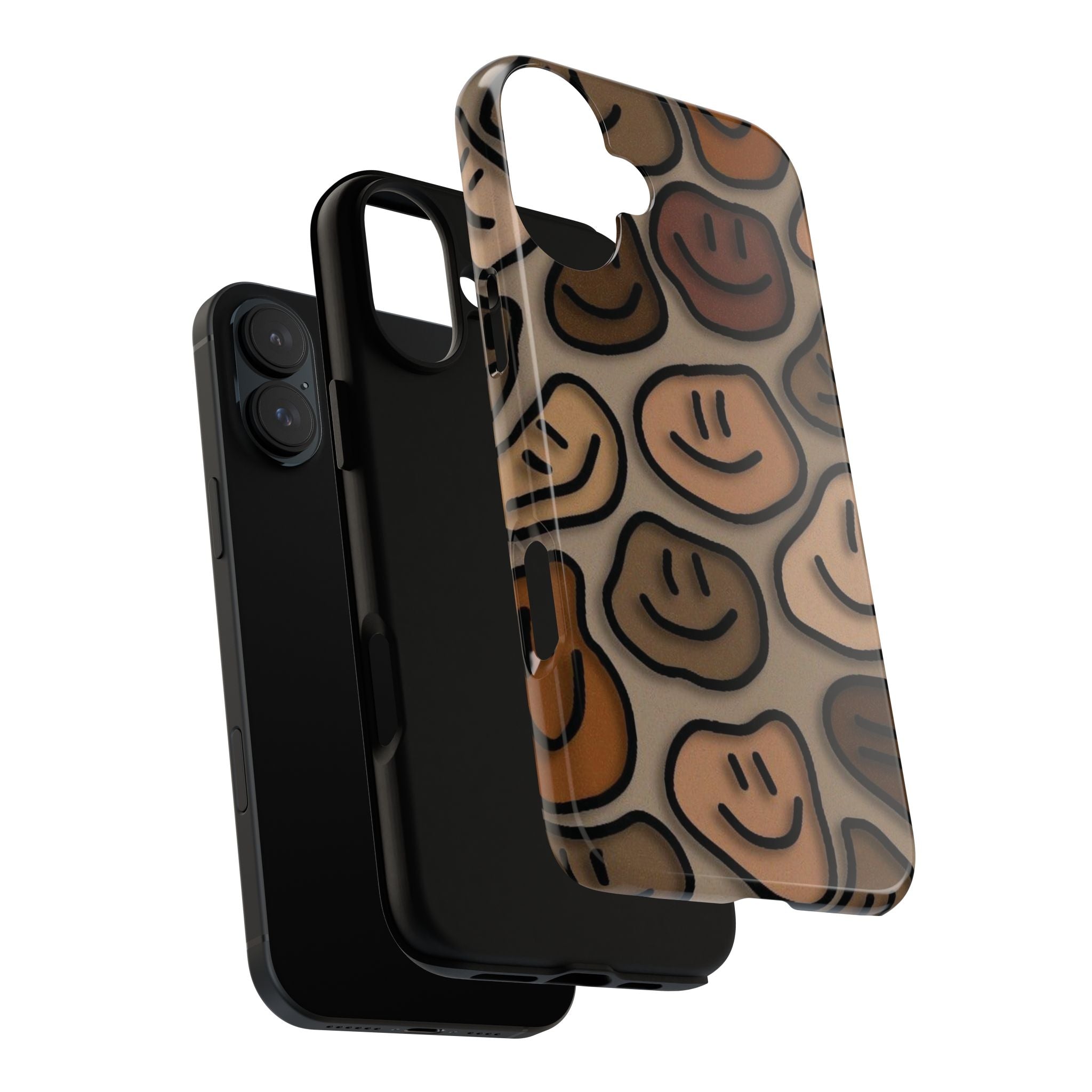 Smiley Faces iPhone Case — Neutral Brown Diverse Smiles Protective Cover